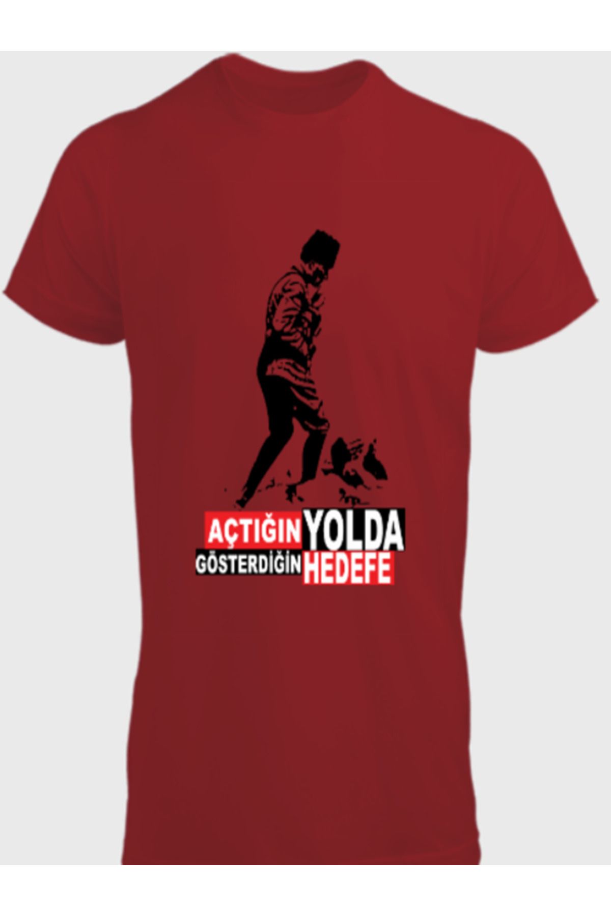 Ayka Unisex Erkek/Kadın Kişiye Özel ATATÜRK Baskılı Pamuklu Bisiklet Yaka T-Shirt