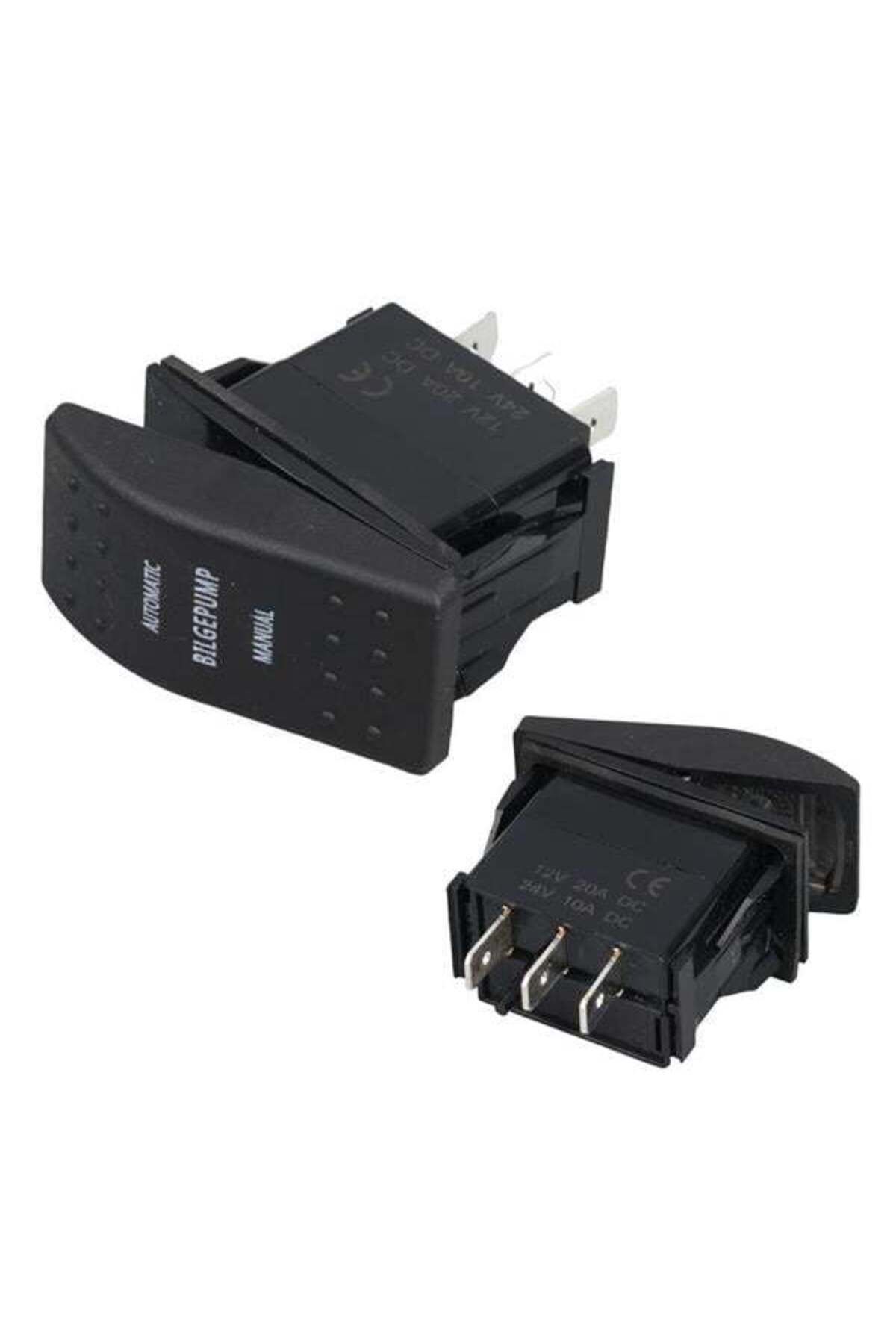 Emperium ﻿Sintine Pompa Sembollü Işıksız Yaylı 3 Pinli On-Off 12-24V Marin Switch