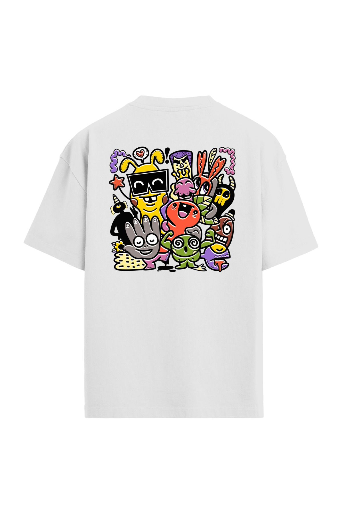 Colermi Karikatür Karakterler Sırt Baskılı Oversize T-Shirt