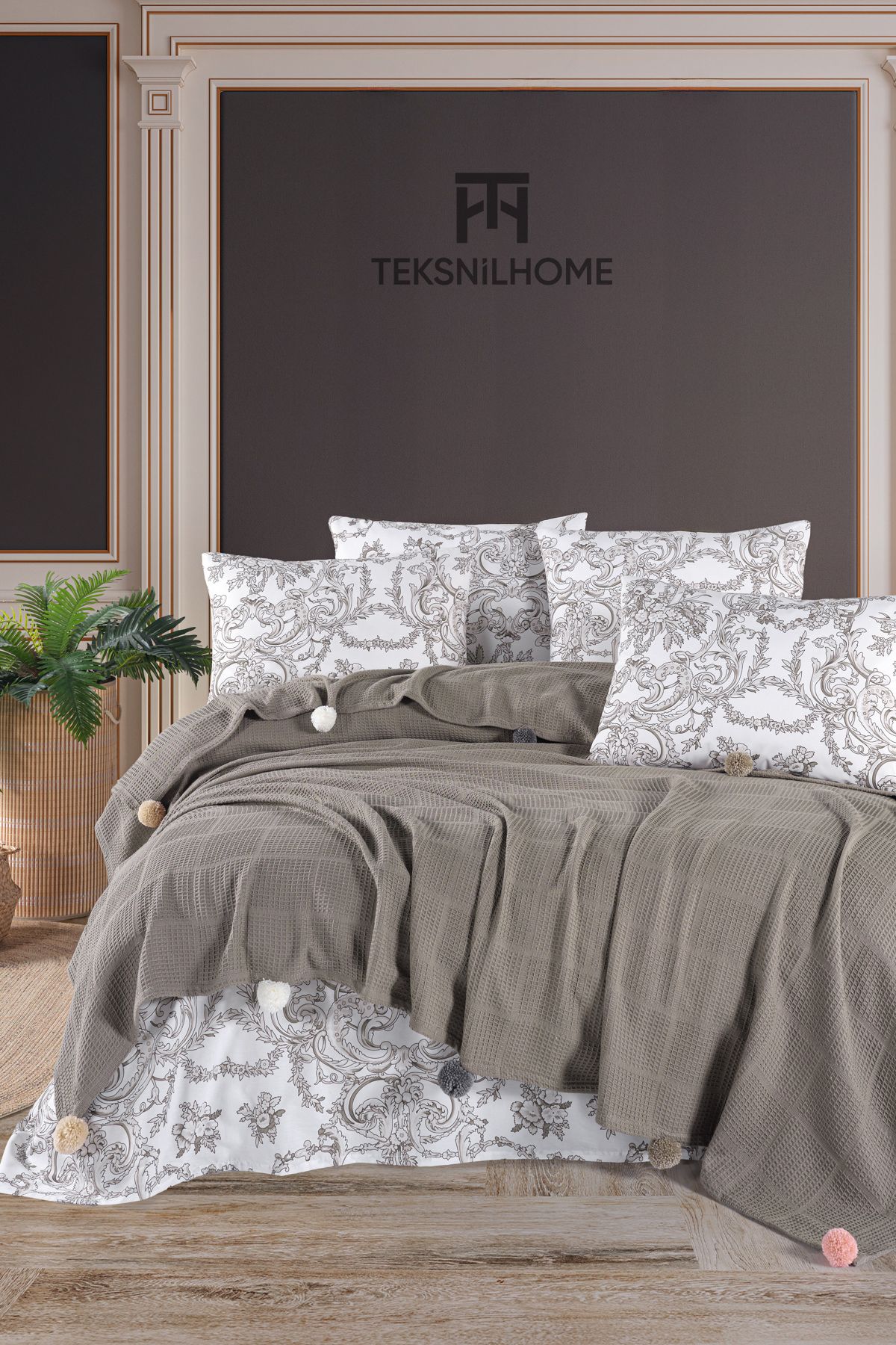TeksNil Home %100 Pamuklu Oslo Çift Kişilik Pike Takımı (Çarşaf,Pike,Yastık Kılıfı)