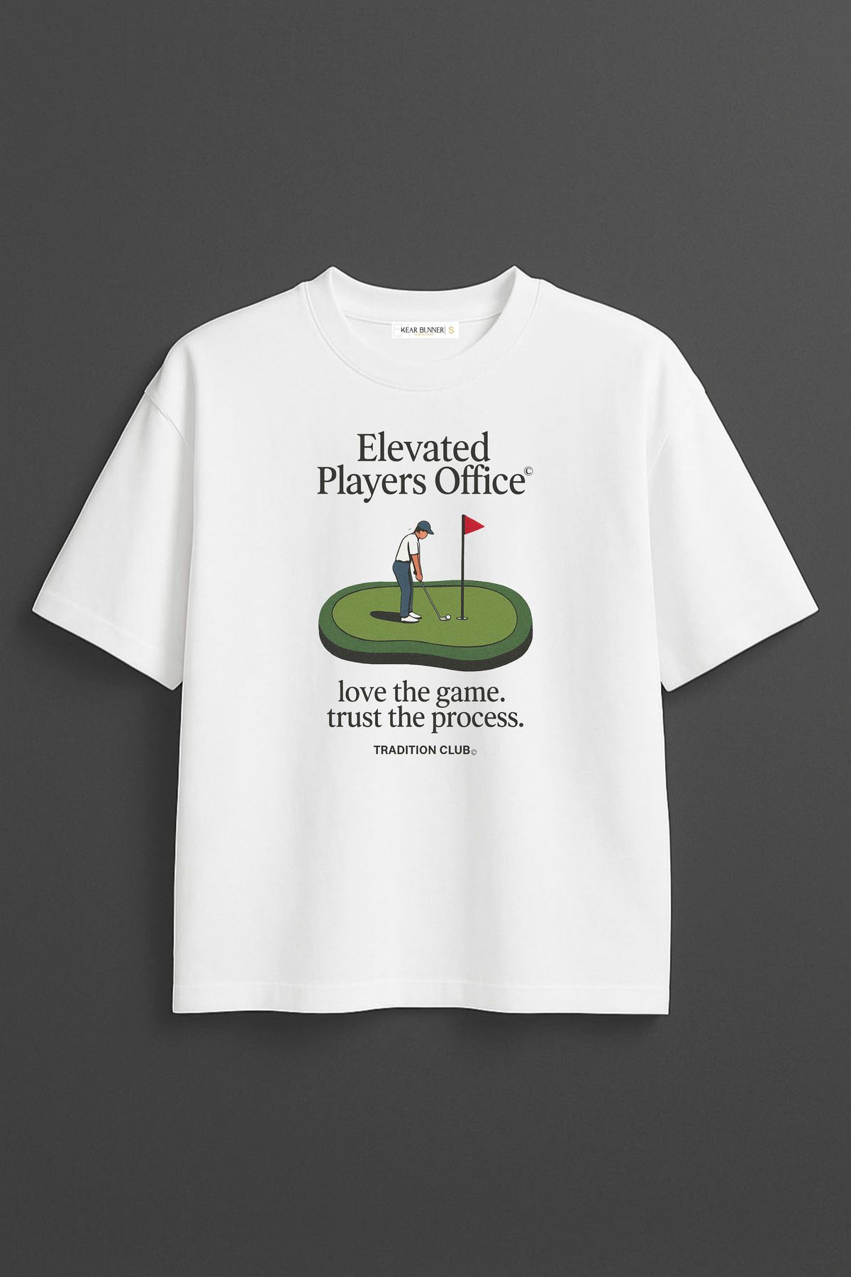 kear bunner Beyaz Özel Golf Tasarım Baskılı Pamuklu Tişört