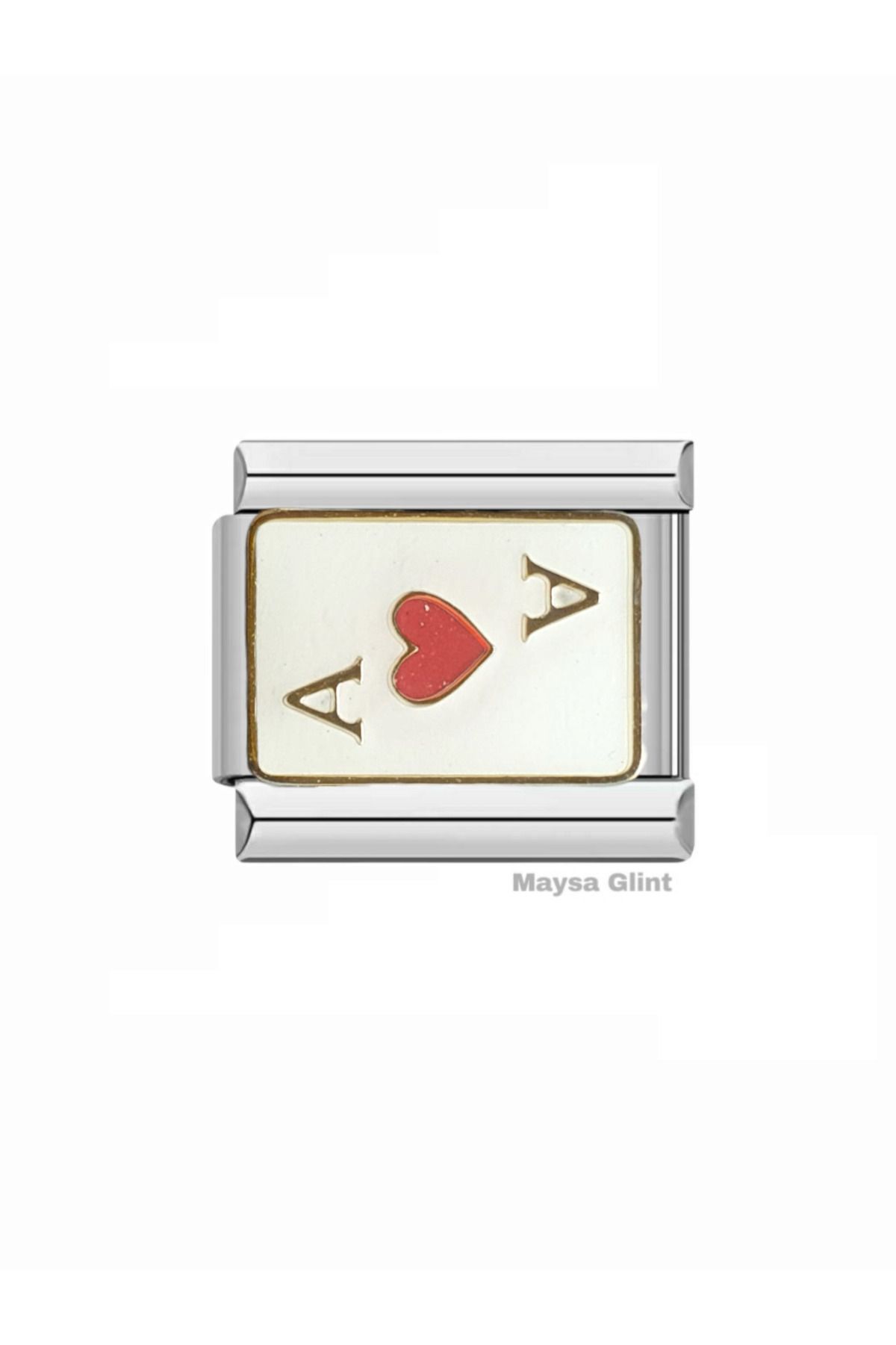 Maysa Glint İskambil Oyun Kartı As Paslanmaz Çelik Charm İtalyan Bileklik Charmı