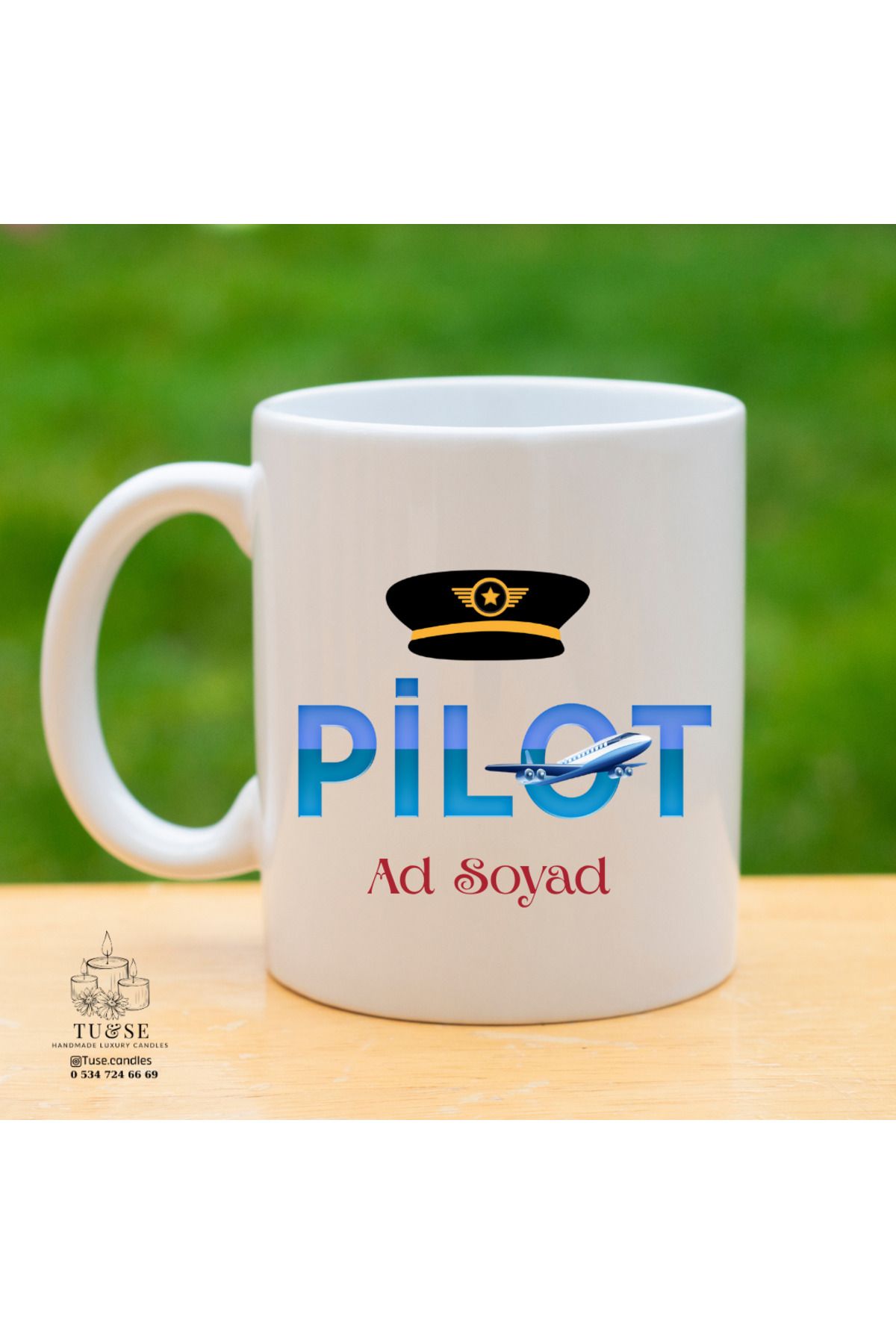 Tu&Se Candles 👨‍✈️ Göklerin Hakimi İçin – Pilot Temalı Kupa Bardak