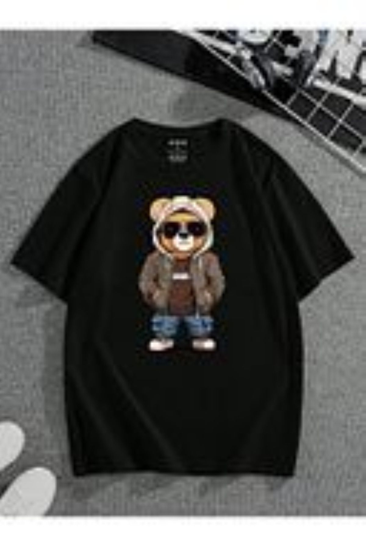 aynewmoda Unisex T-Shirt with Bear Print