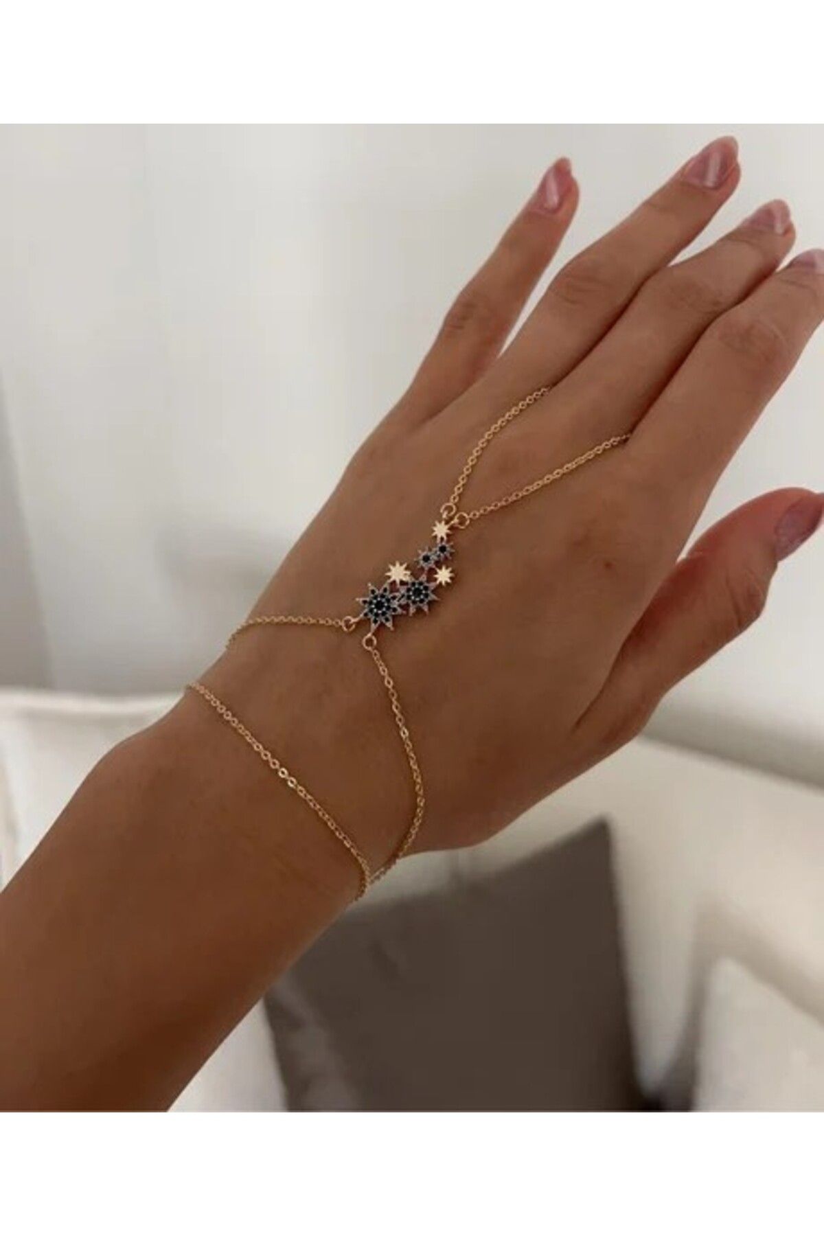 illys Gold Mavi Zirkon Taş Detaylı Yıldızlı Şahmeran