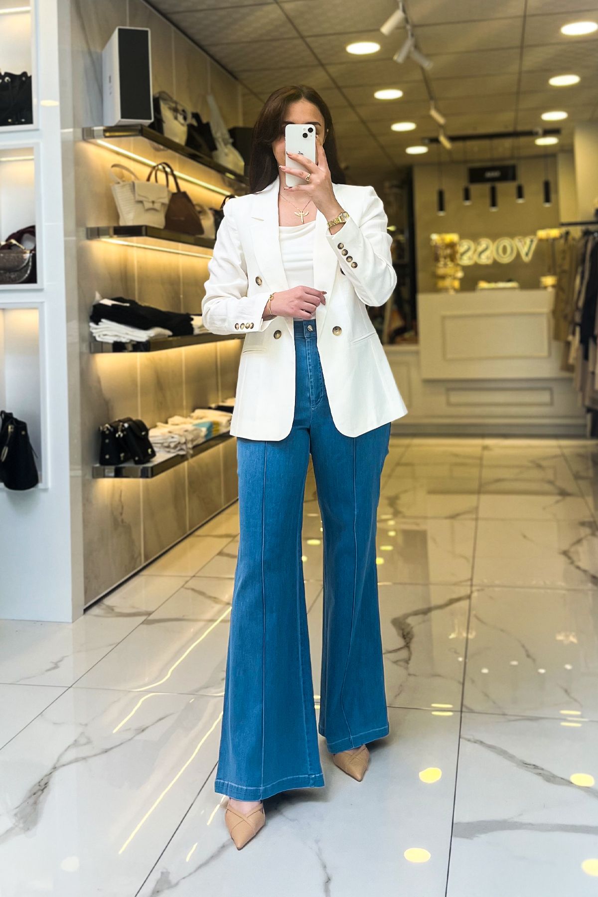 Vosse Ekol Ekru Keten Blazer Ceket