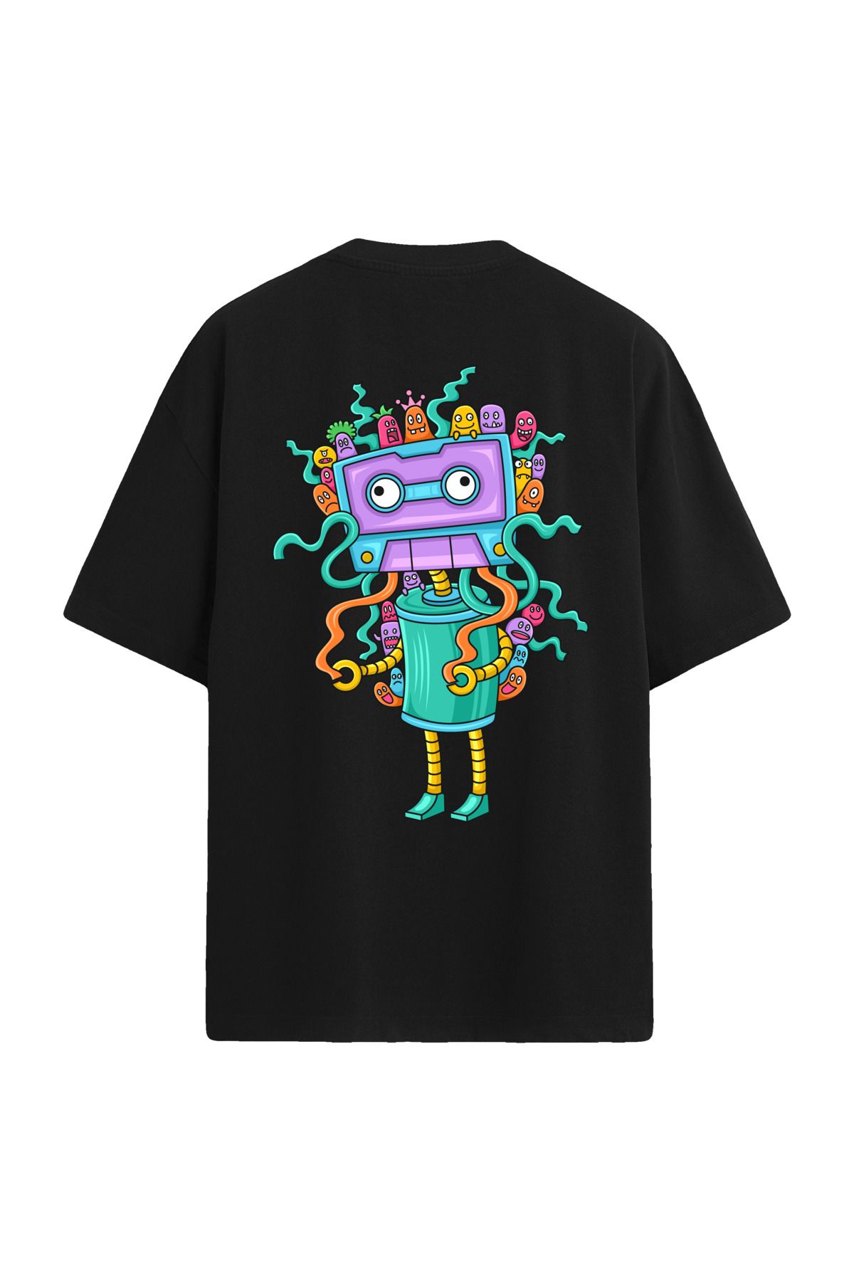 Colermi Retro Robot Sırt Baskılı Oversize T-Shirt