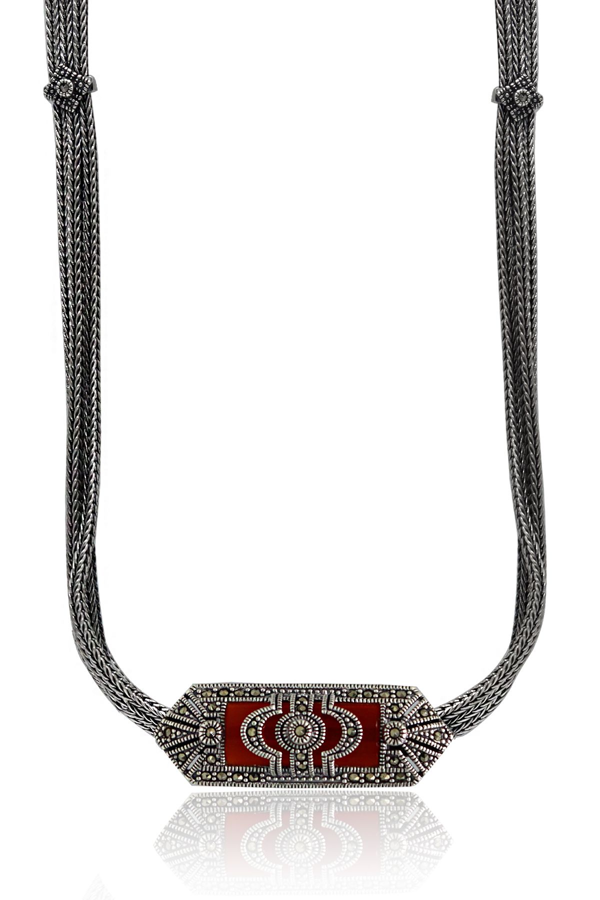 Midyat Nurtaş Gümüş Akik Taşlı Artuklu Model Markazit Taşlı Gümüş Kadın Gerdanlık 201024280