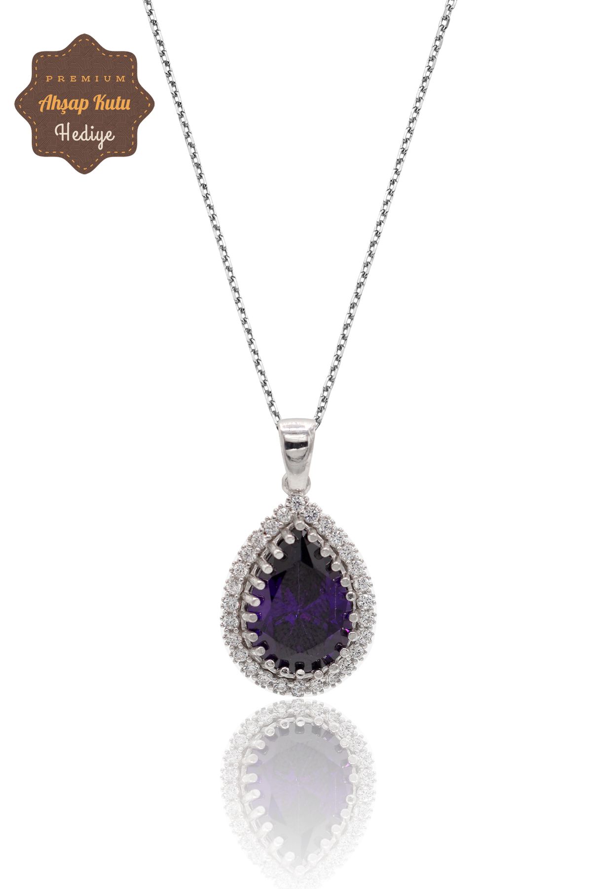 Midyat Nurtaş Gümüş Ametist Taşlı Damla Model 925 Ayar Gümüş Kadın Kolye 201024306