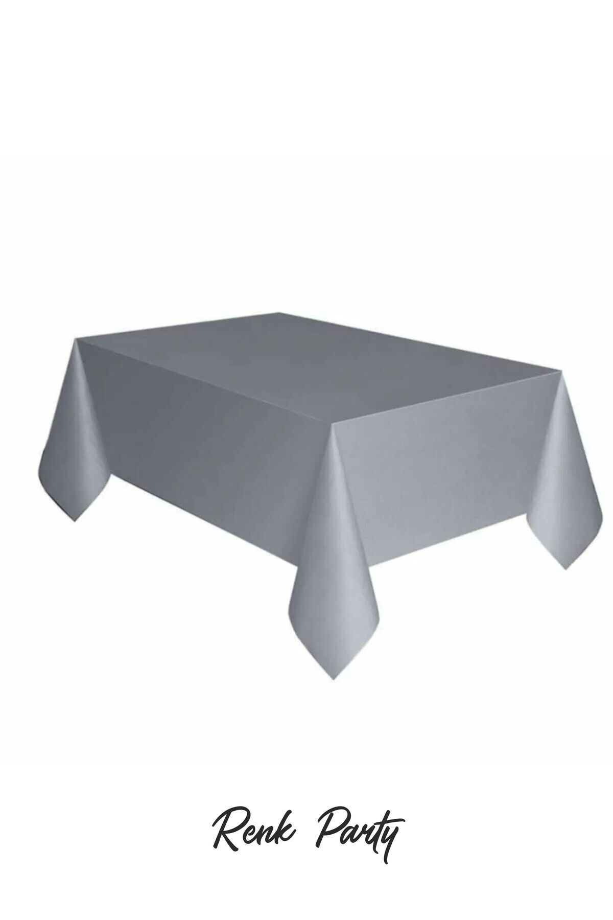renk party Gümüş Renk Plastik Masa Örtüsü - 120x180 Cm - Plastic Table Cover