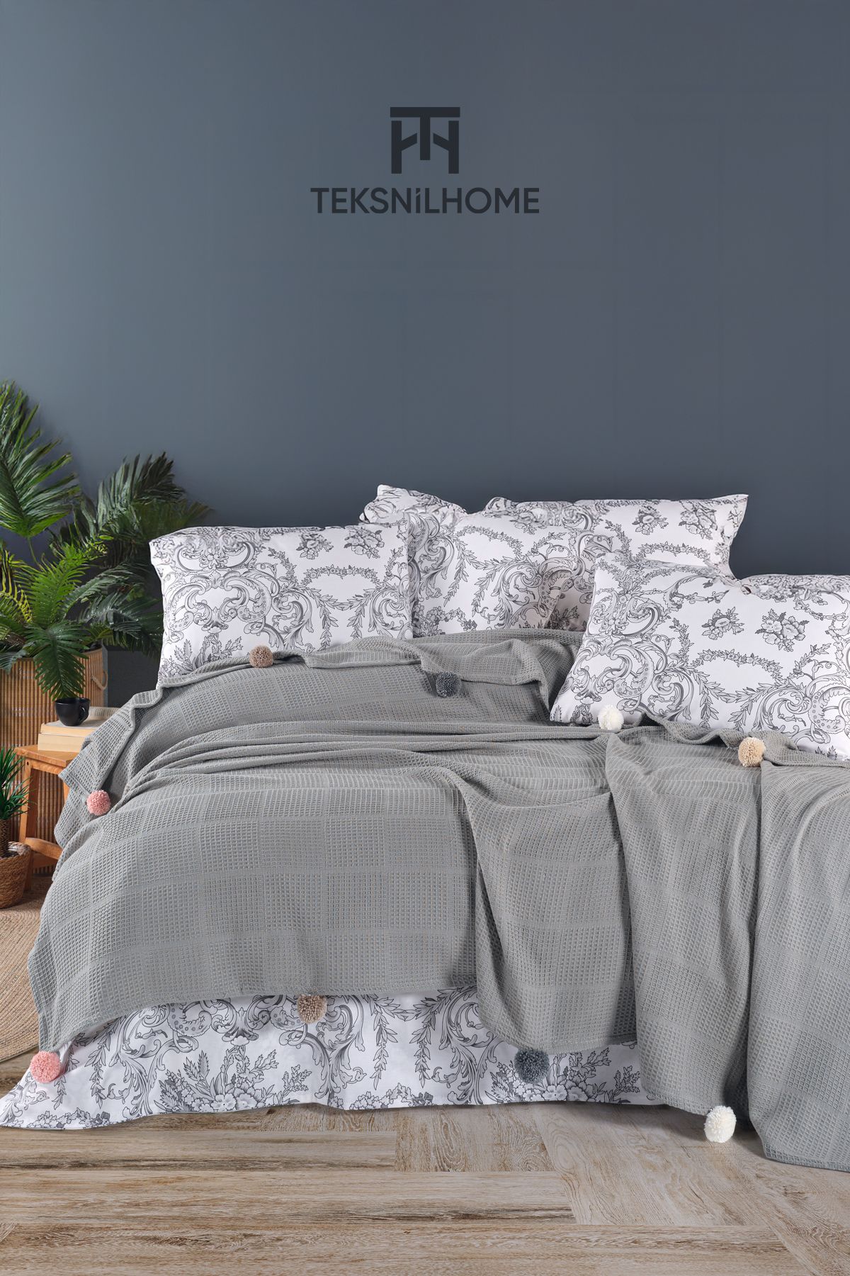 TeksNil Home %100 Pamuklu Oslo Çift Kişilik Pike Takımı (Çarşaf,Pike,Yastık Kılıfı)
