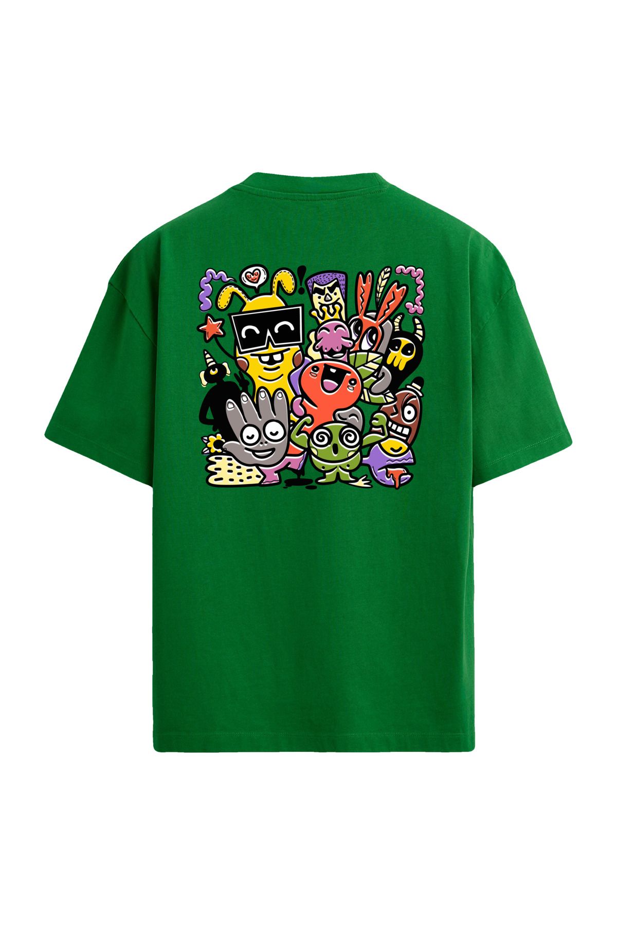 Colermi Karikatür Karakterler Sırt Baskılı Oversize T-Shirt