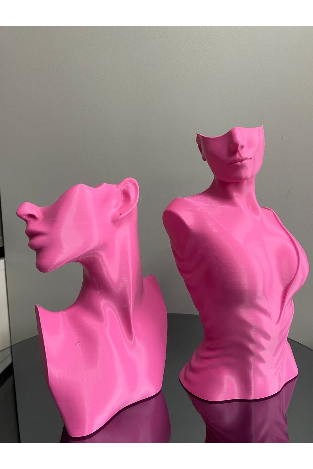 Goplast Premium Pembe Renk Dekoratif Takı Mankeni 2'li Set Takı Teşhir Standı 30 ve 23 Cm Takı Organizer Küpe Kolye