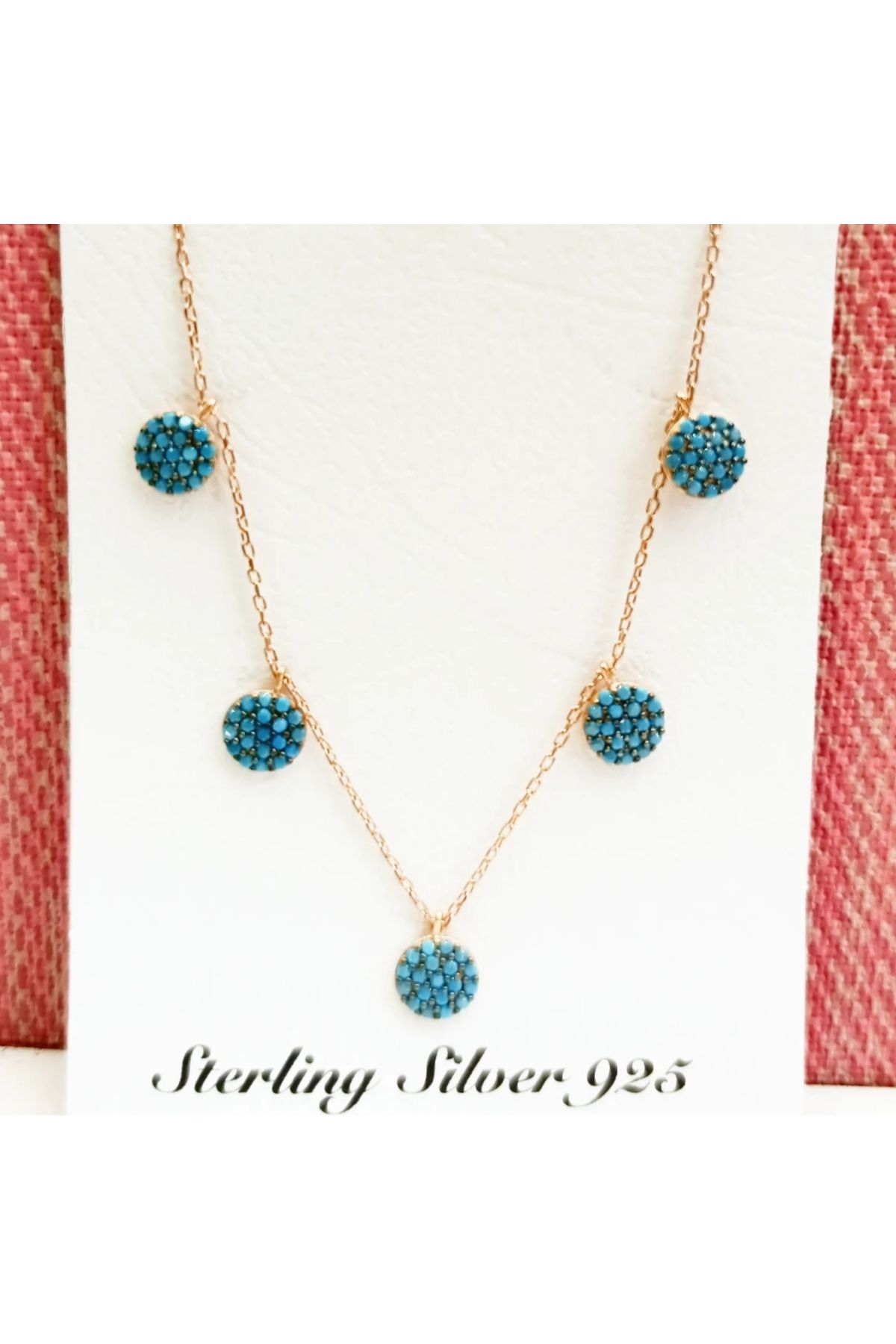 Oriental Kuyumculuk Jewellery Yuvarlak Firüze Rose Şans Kolyesi