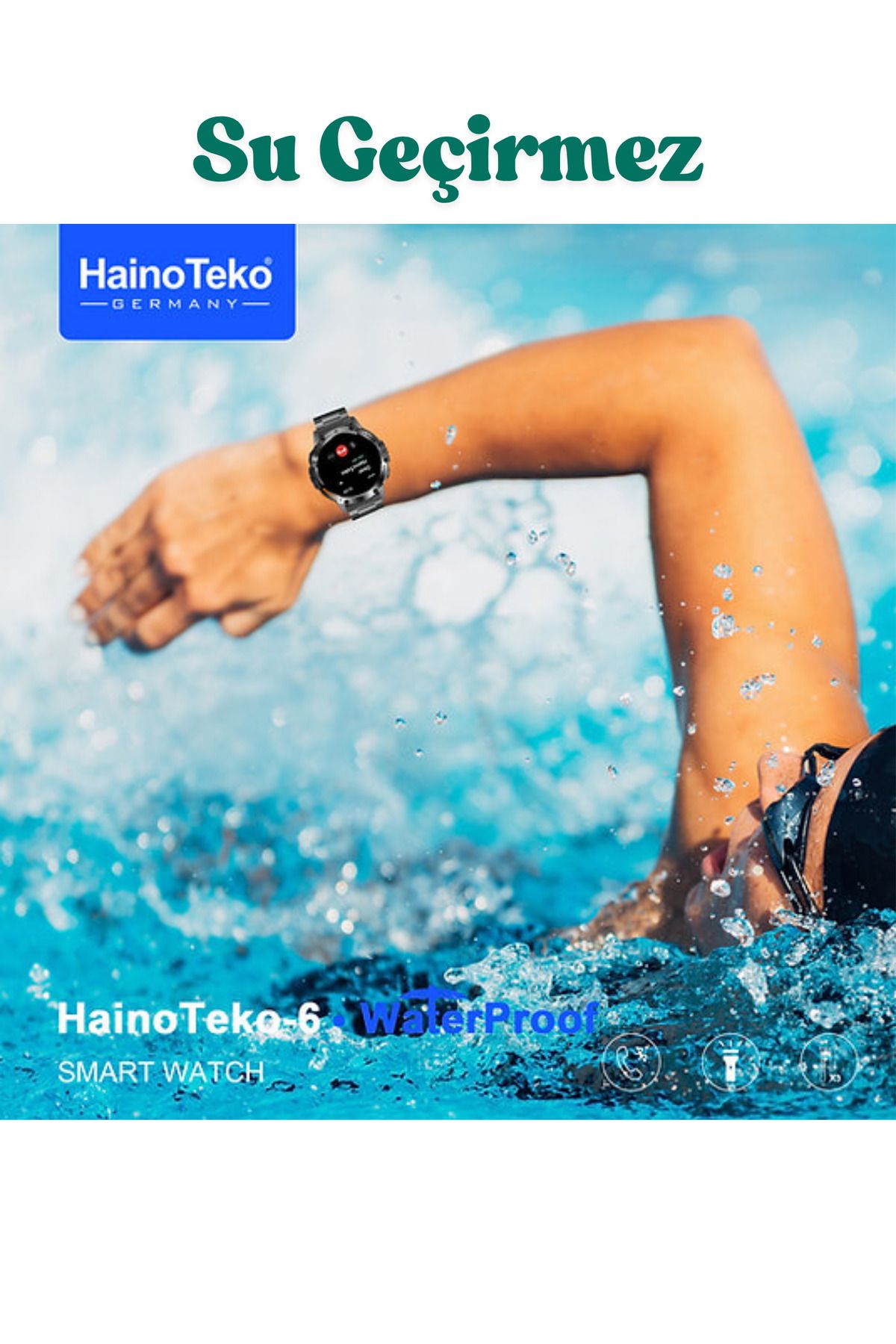 BellaThec HainoTeko Teko-6 AMOLED Akıllı Saat Suya Dayanıklı El Feneri 3 Kayışlı Model