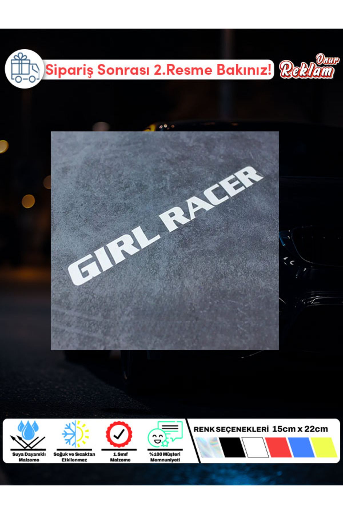 Onur Reklam Girl Racer Hologram Sticker – Kadın Sürücülere Özel Araba Etiketi (2 Adet)