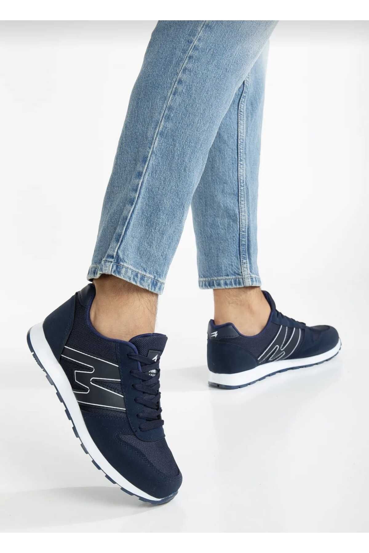 WEBORN Erkek Bağcıklı Günlük Konforlu Rahat Hafif Yumuşak Taban Fileli Sneaker Spor Ayakkabı