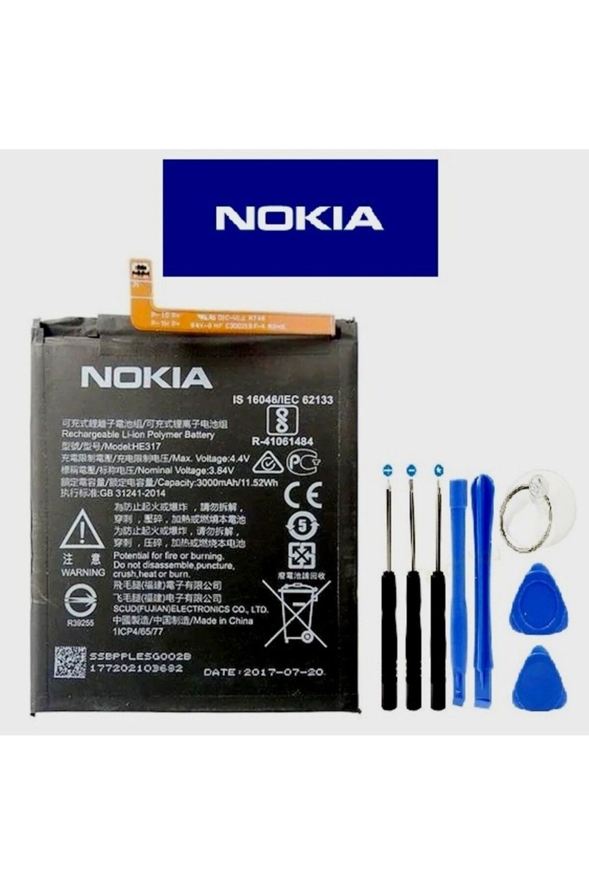 DNC TECH Nokia 6 (he317) Batarya Pil + Tamir seti