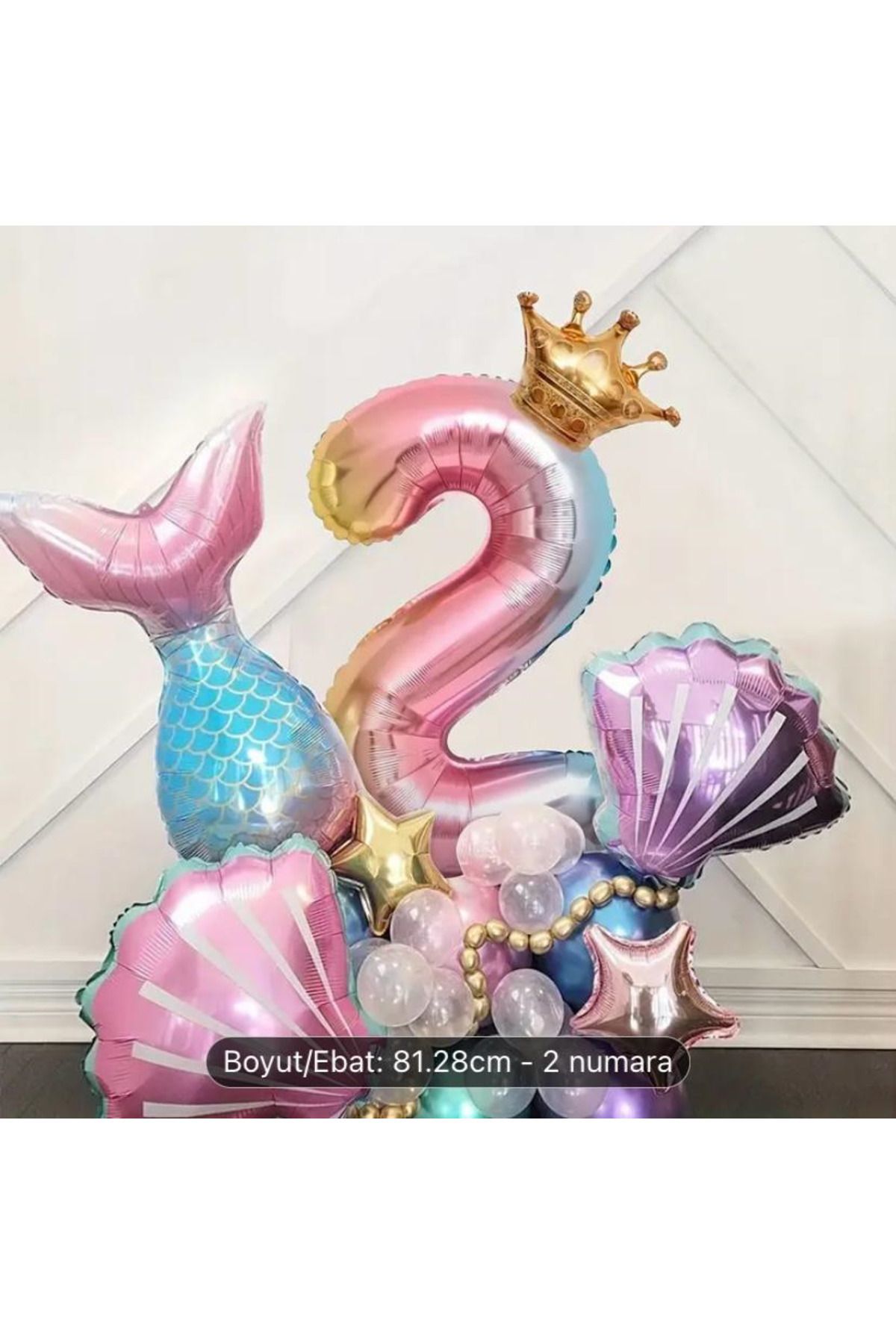 KARNAVAL DÜNYASI 2 yaş denizkızı konsepti doğum günü balon seti