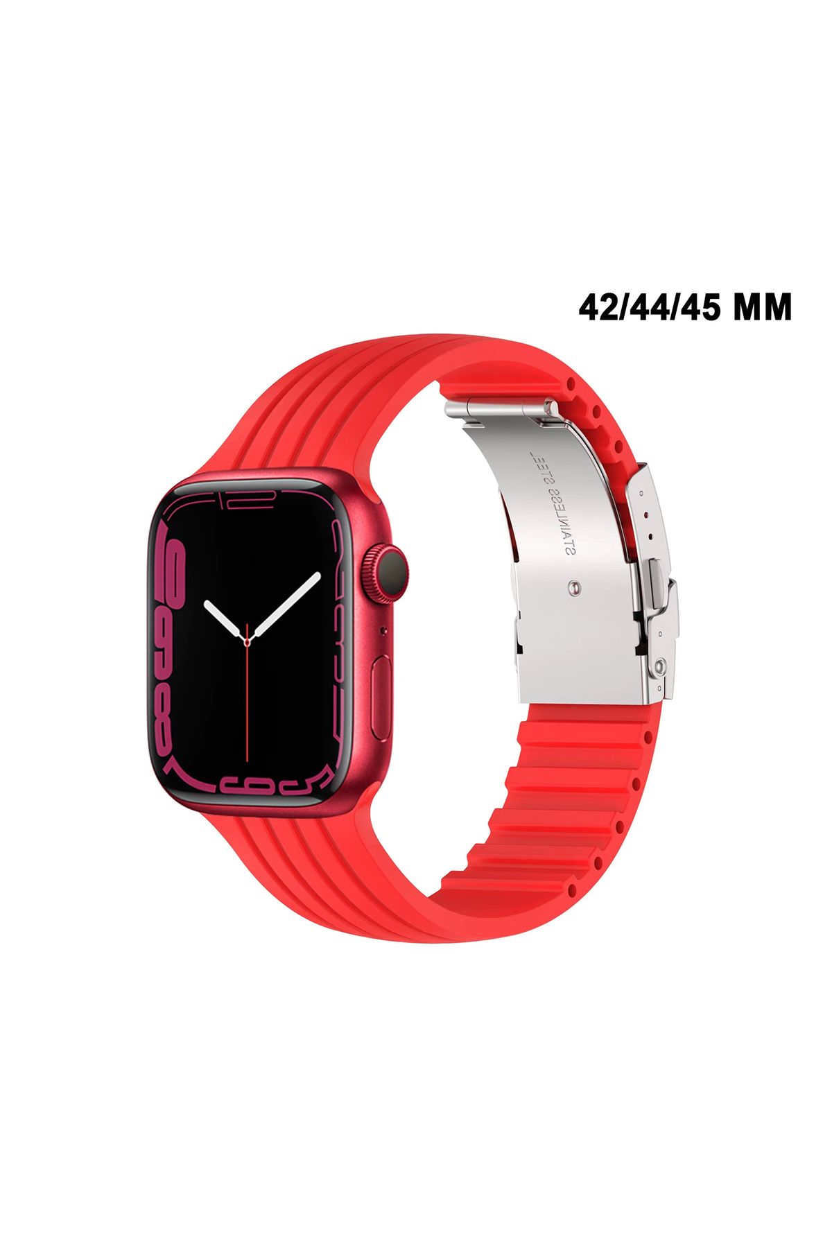 MTL Apple Watch Uyumlu 1/2/3/4/5/6/SE/7/8/9Seri 42/44/45/49MM Klipsli Kordon Kayış Silikon MT36