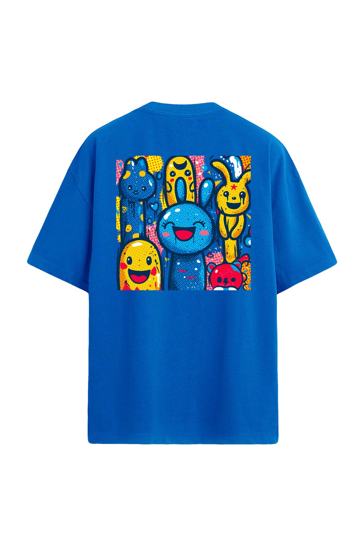 Colermi Pop Art Tavşan Karakterli Sırt Baskılı Oversize T-Shirt