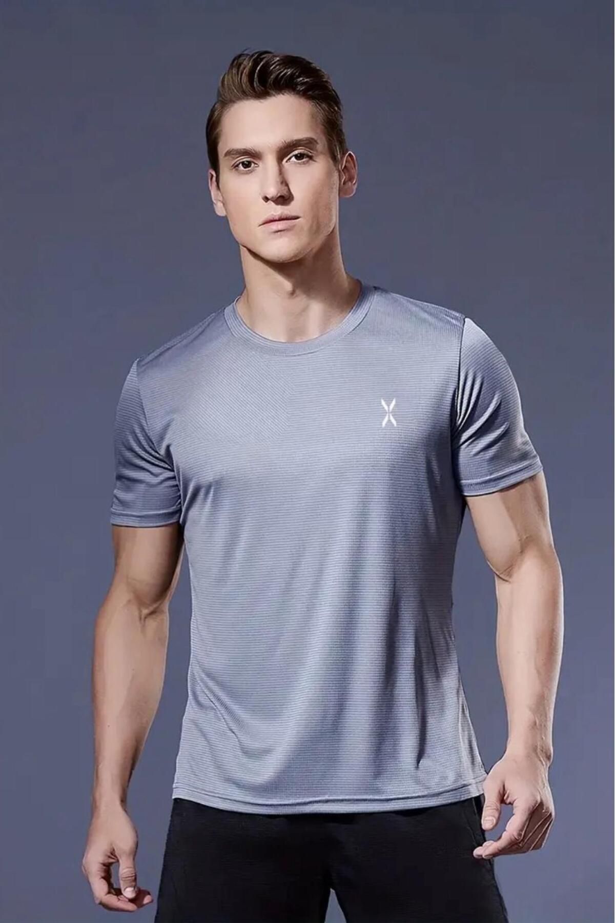 Oksit Xylon Mikro Polyester Nefes Alabilen Hafif Perform Antrenman Sporcu Erkek Tshirt