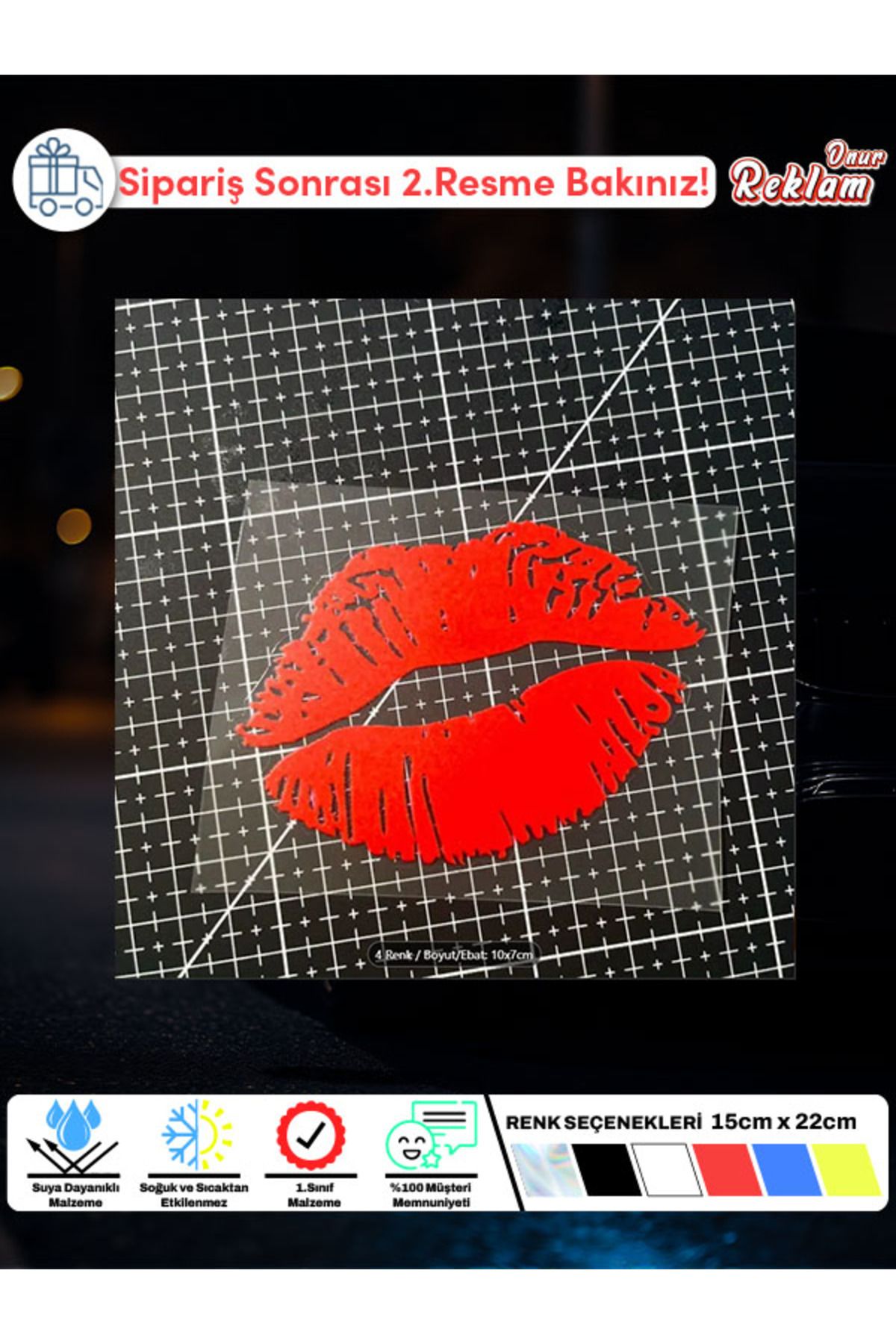 Onur Reklam Dudak/Ruj İzi Sticker – Parlak ve Şık Tasarım (1 Adet)