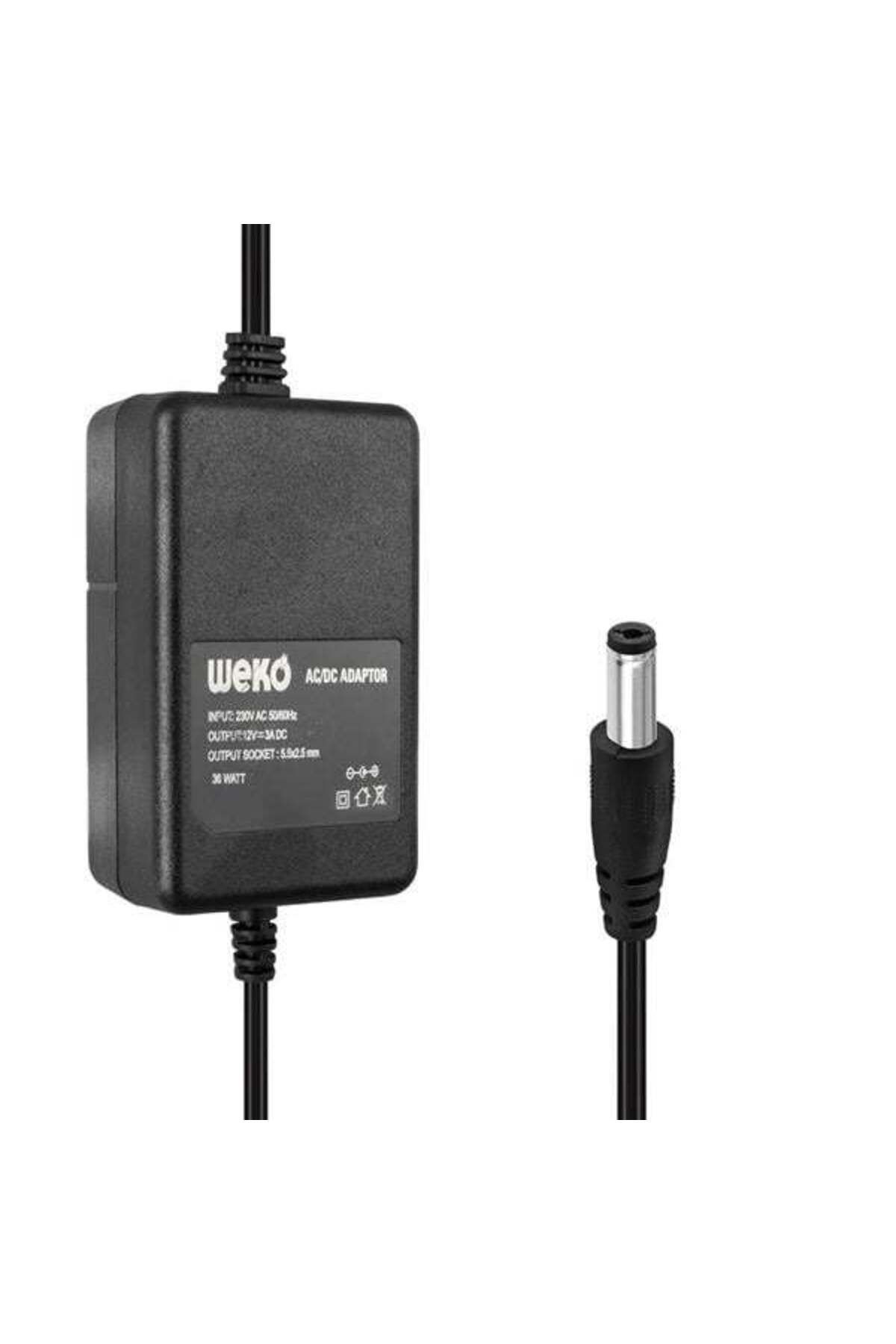 Emperium Weko 12 Volt 3 Amper 5.5*2.5 Uçlu Yerli Üretim Plastik Kasa Masaüstü Adaptör