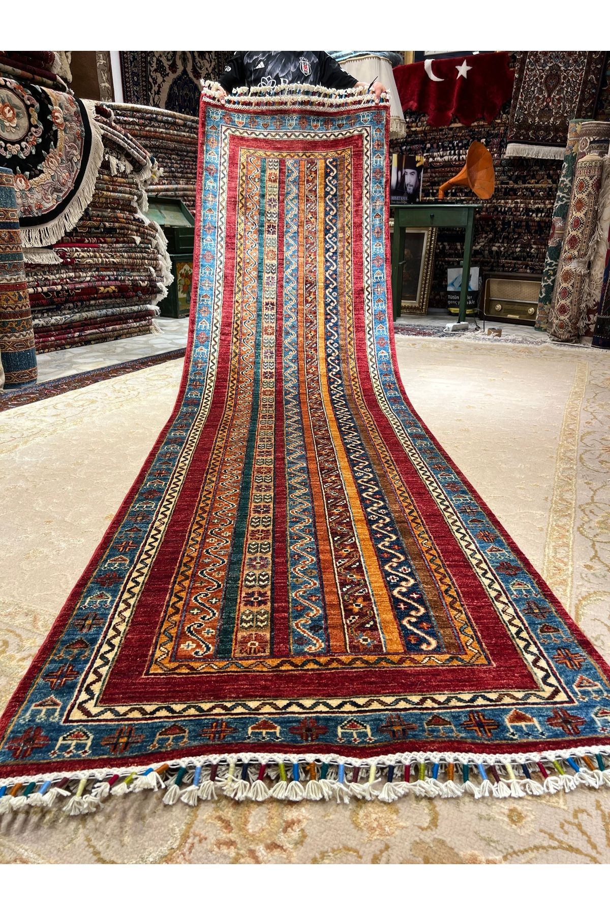 RD RAMAZAN DAĞ EL HALI SANATI El Dokuma Afgan Halısıdır Şal Desen Birinci Sınıf Kalite Ebat 300x80