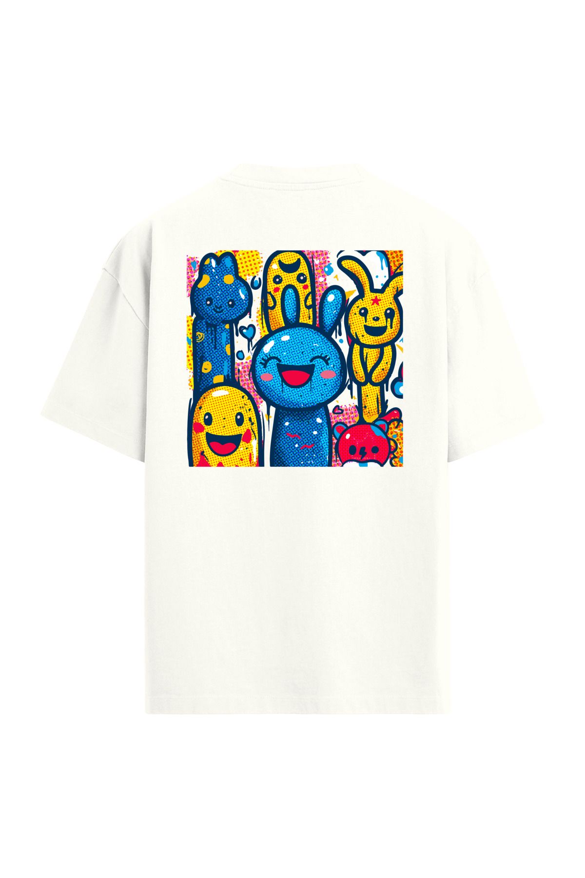 Colermi Pop Art Tavşan Karakterli Sırt Baskılı Oversize T-Shirt