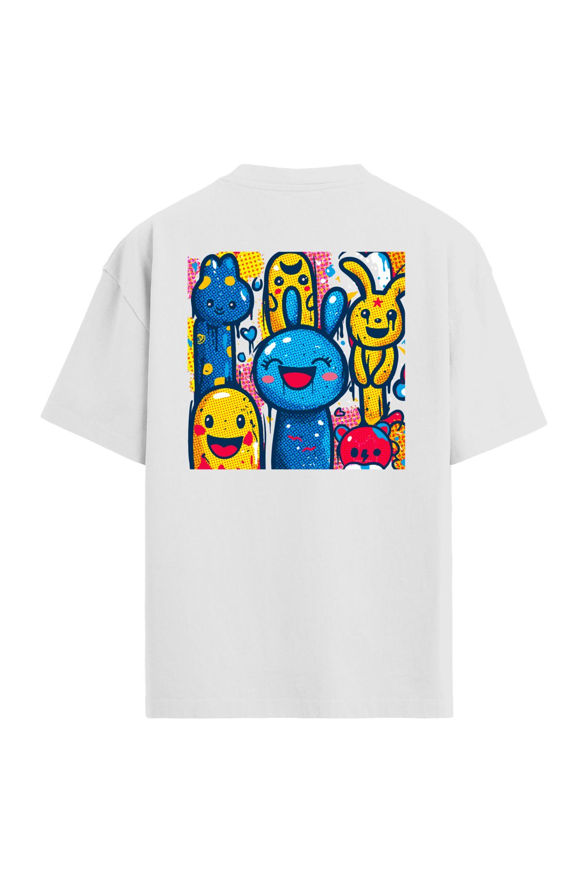 Colermi Pop Art Tavşan Karakterli Sırt Baskılı Oversize T-Shirt