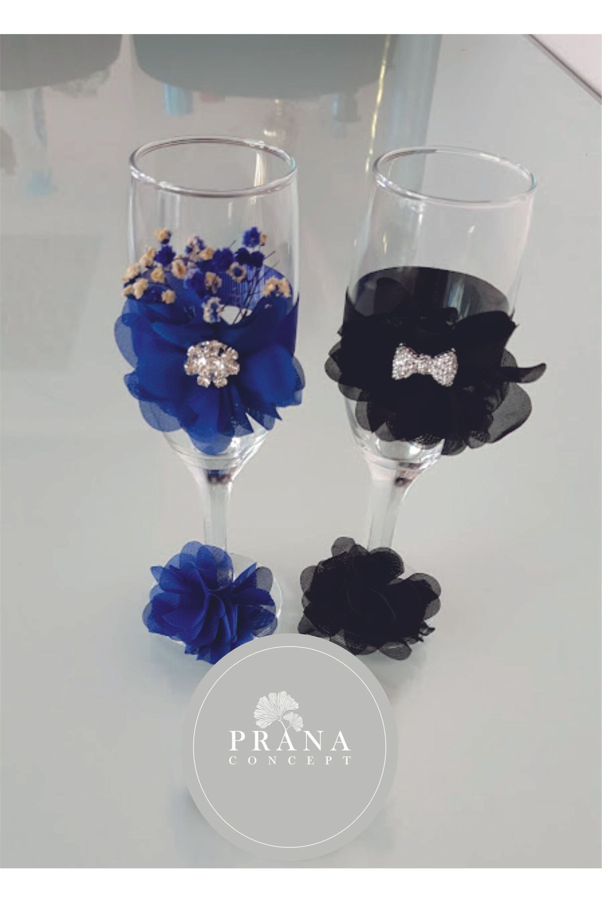 shop Gelin Damat Süsleme Detaylı Cam Kadeh Bardakları 2'li (Süsleme Rengi Belirtiniz)