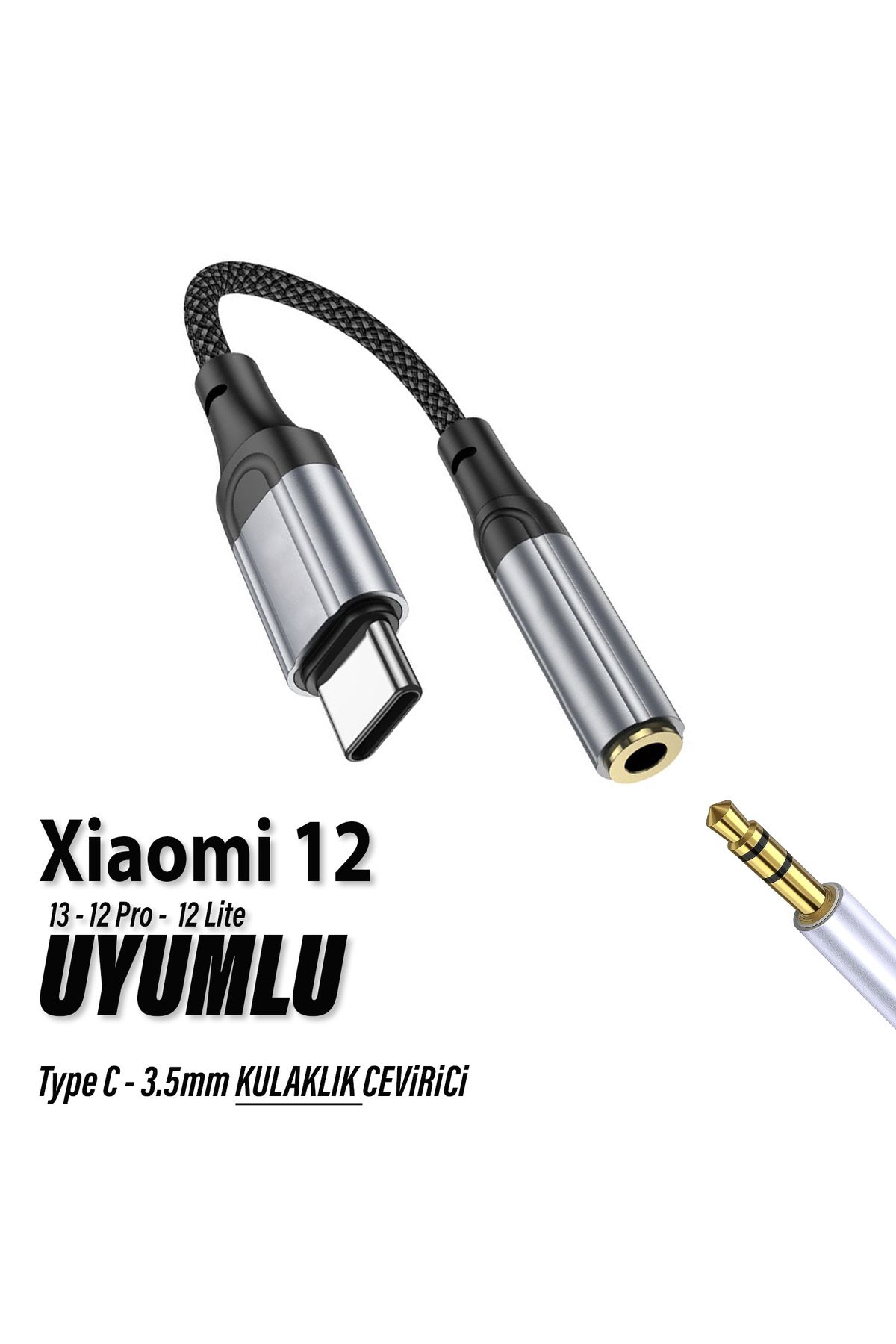 EXENAR Mi 12 - 12 Pro - 12 Lite Uyumlu Kulaklık Type C 3.5mm AUX Çevirici Dönüştürücüsü