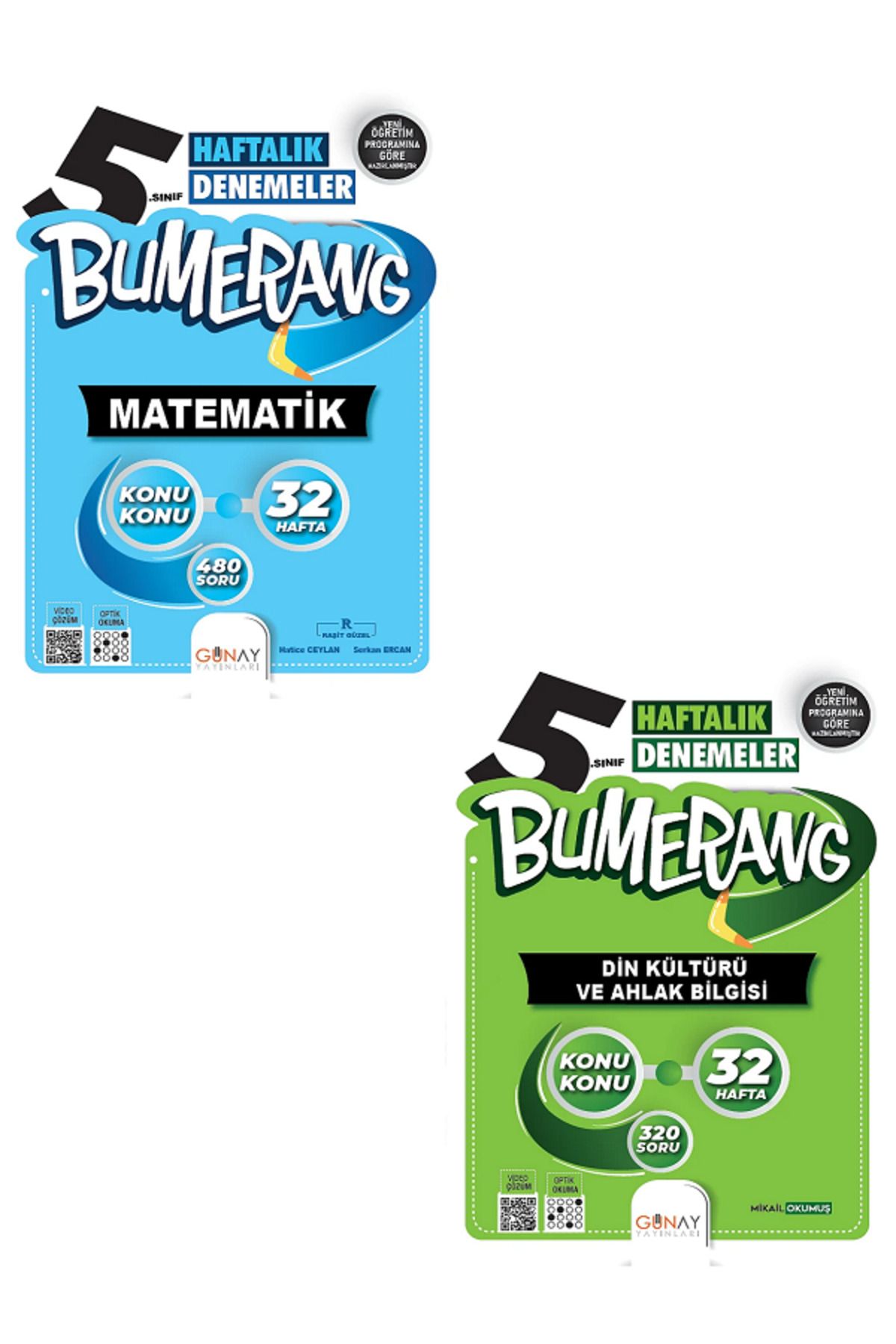 Evrensel İletişim Yayınları 5.Sınıf Günay Bumerang Matematik + Din Kültürü 32 Haftalık Denemeler / Konu Konu / 2 KİTAP