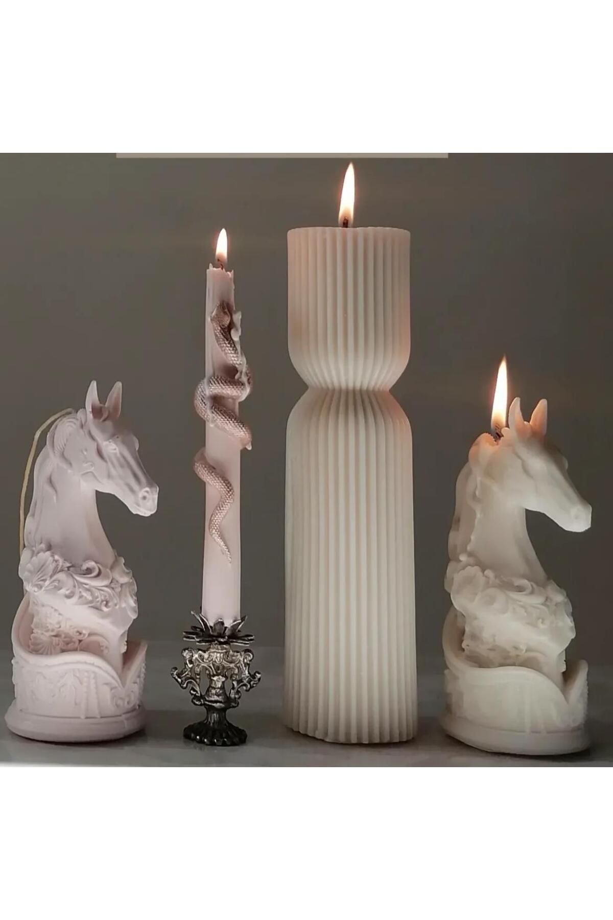 SCA CANDLE Dekoratif Mum At +çokgen +Yılan mum toplam 4 parça