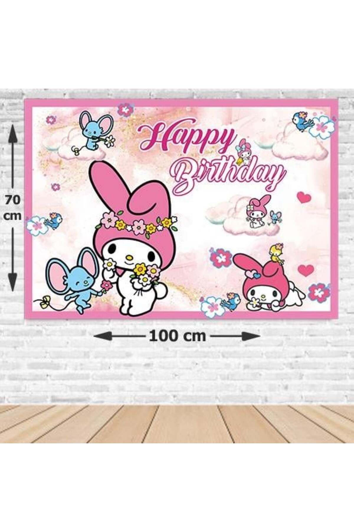 DODOMAR Kuromi My Melodi Doğum Günü Afişi 70x100 cm Branda solmaz Canlı Baskılı Duvar Afişi