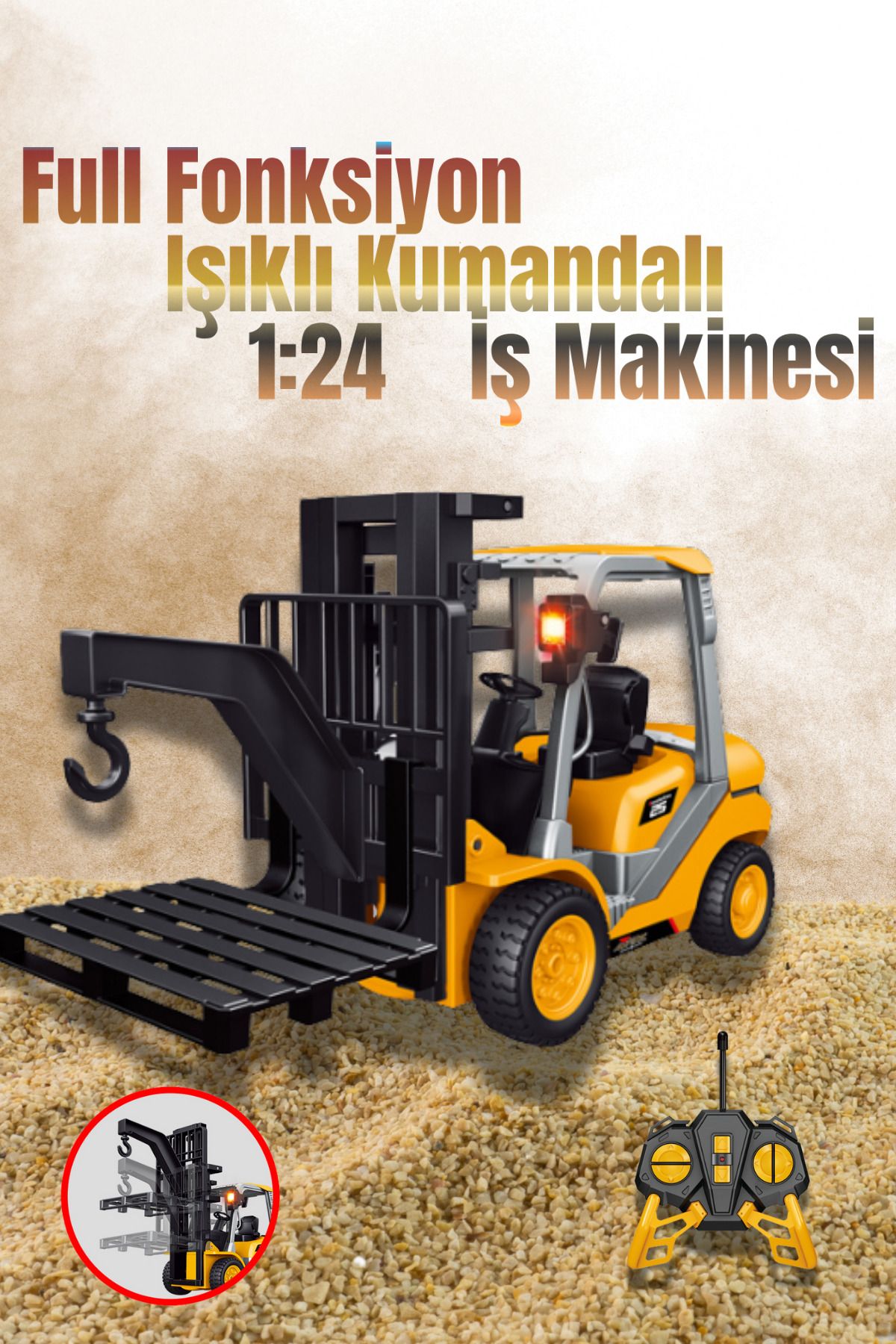 welcomein 1:24 Uzaktan Kumandalı Işıklı Forklift Araba Oyuncak – Şarjlı, Hareketli, Fonksiyonel Model