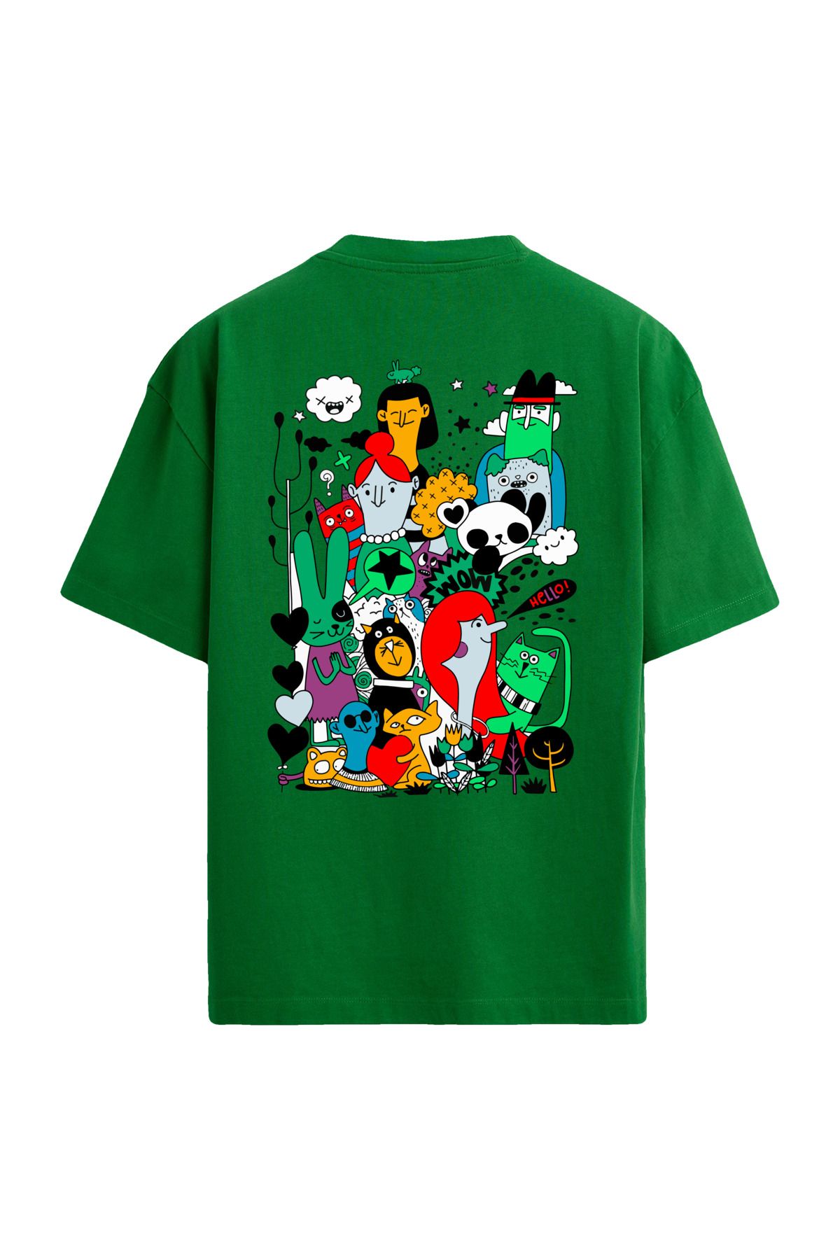 Colermi Renkli Karakterler Sırt Baskılı Oversize T-Shirt