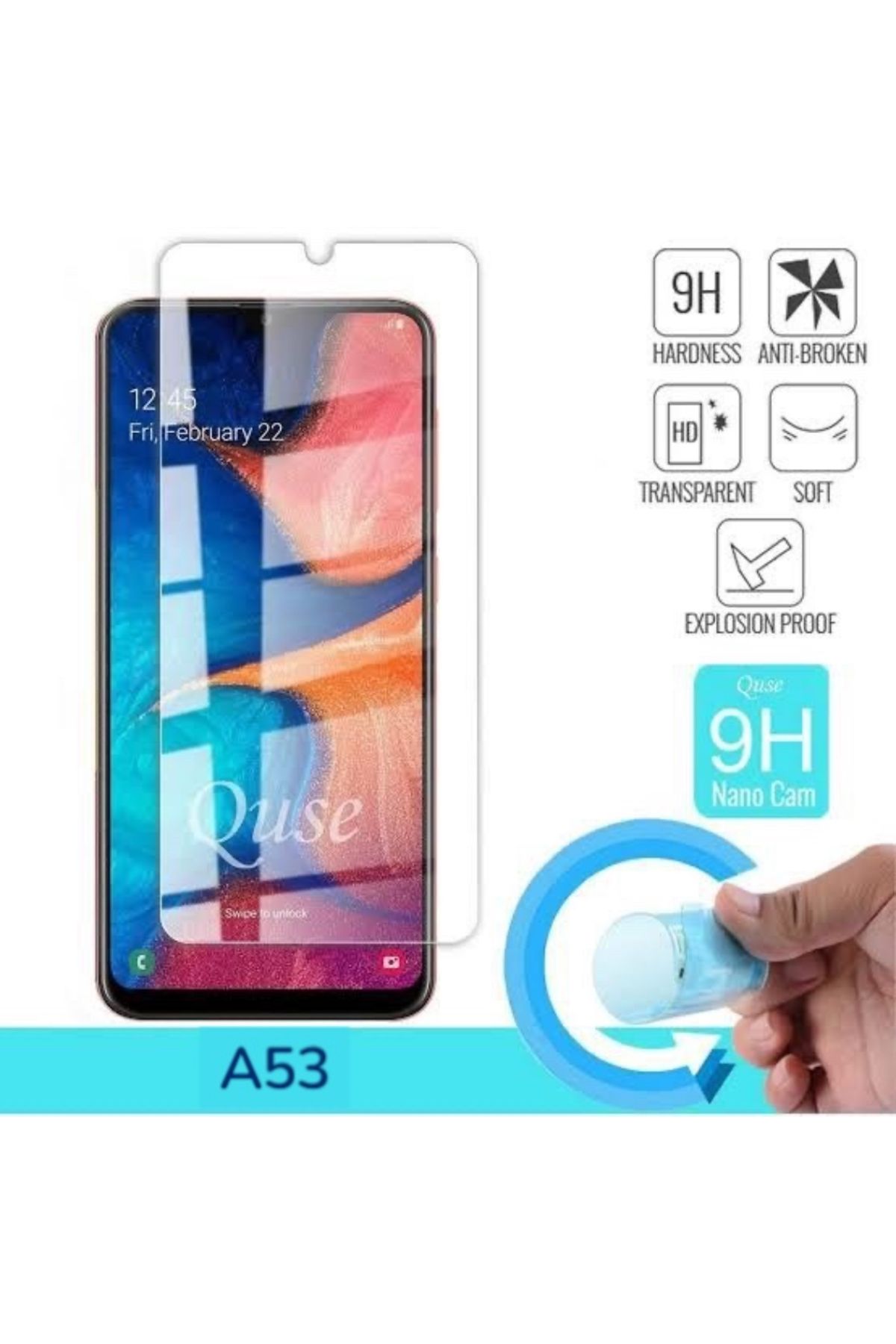 TEKNOPARKTA Oppo A53 Ekran Koruyucu Nano Kırılmaz Cam Tam Kaplayan