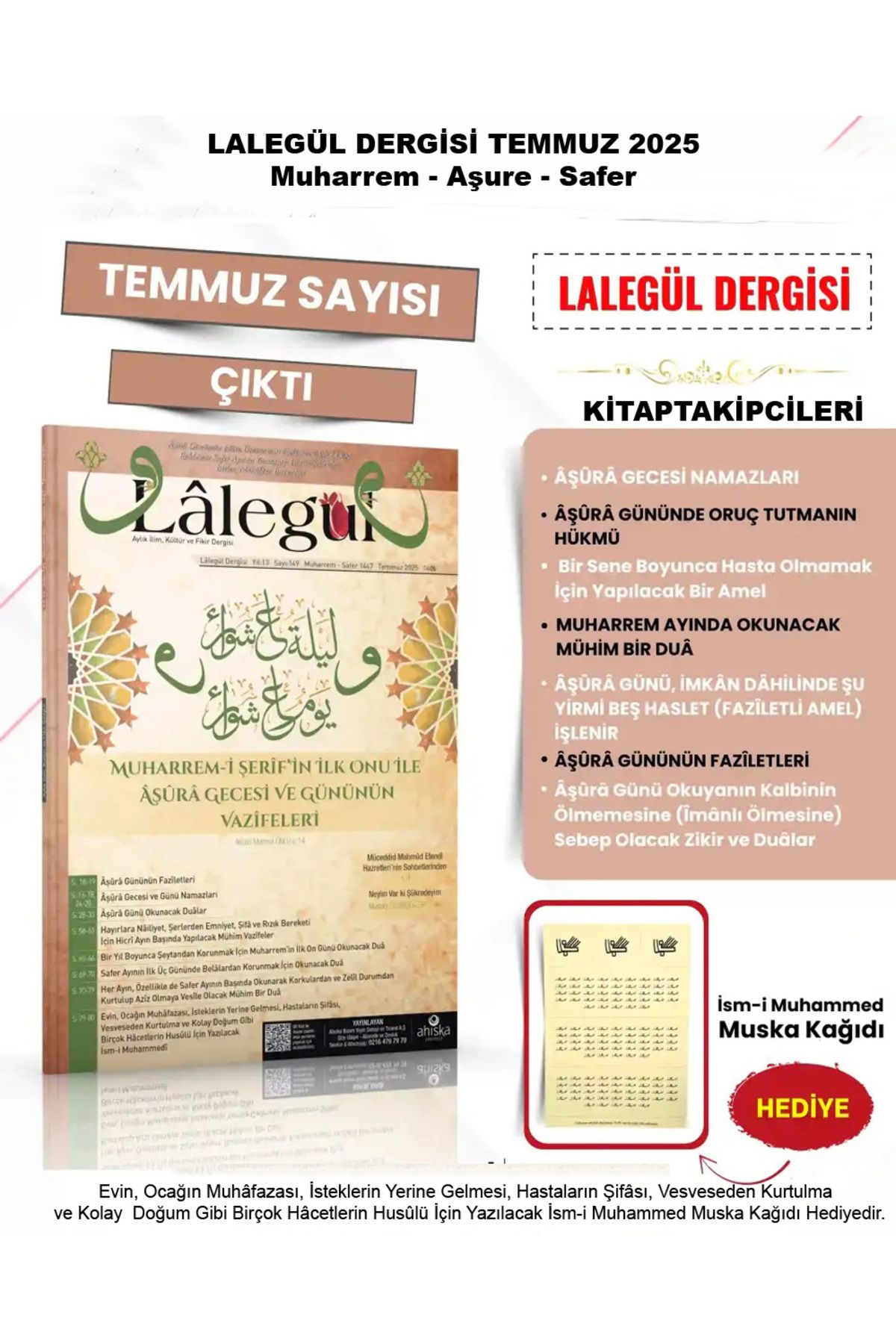 kitaptakipcileri Temmuz 2025 Cübbeli Ahmet Hoca Safer Muharrem Ayı Aşure, Hacet İsmi Muhammedi Duası HEDİYEDİR