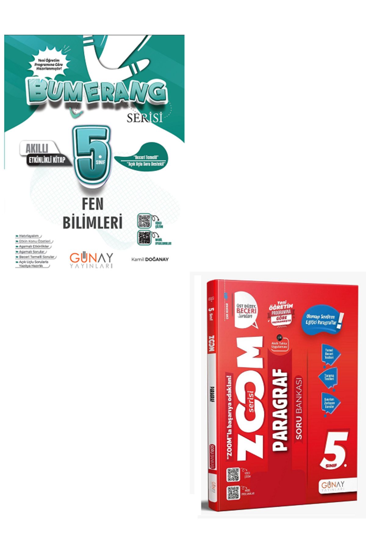 Evrensel İletişim Yayınları 5.Sınıf Günay Bumerang Fen Bilimleri Akıllı Etkinlikli Kitap + 5.Sınıf Günay Zoom Paragraf Soru Bank