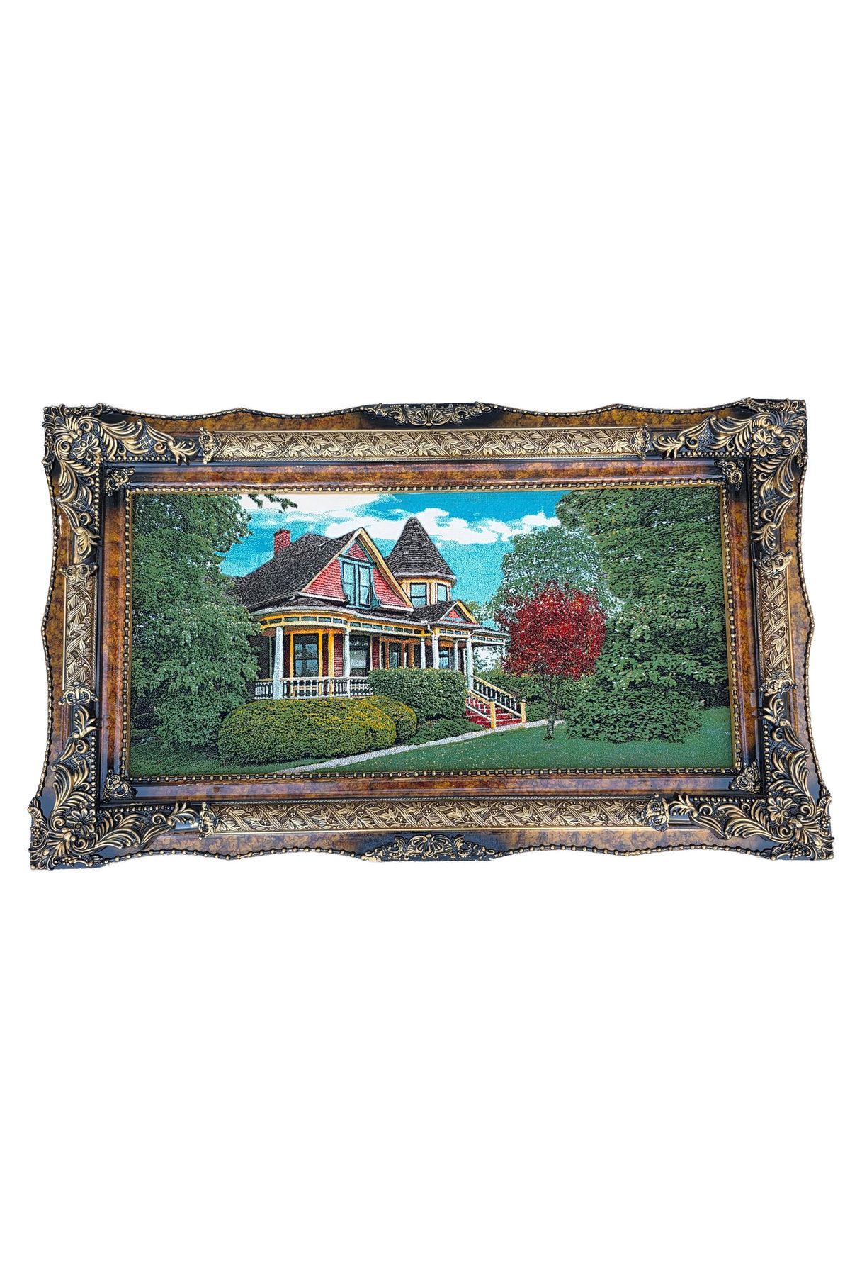 Hasyılmaz Kırmızı Ağacın Hikayesi Adlı İran Tebriz Halı Tablo 123x73cm - Duvar Halı Kilim Tablo