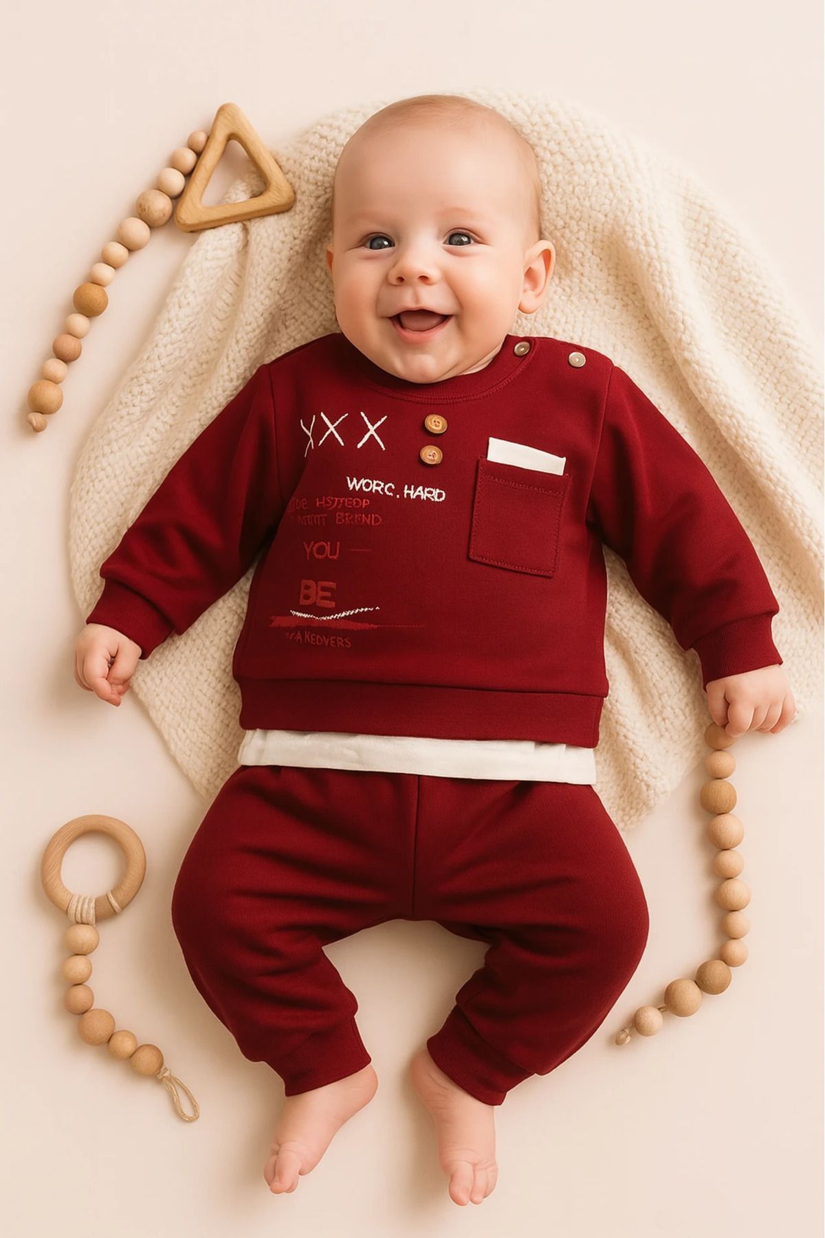 Çıldırıns Xxx Baskılı Cepli Kendinden Badili 2’li Bebek Takım