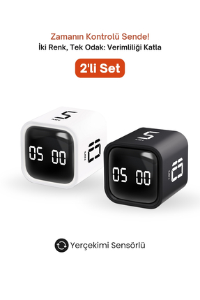 GWORKE GT-1 İkili Set | Pomodoro Zamanlayıcı Küp | Flip Timer | Öğrenci Ders ...