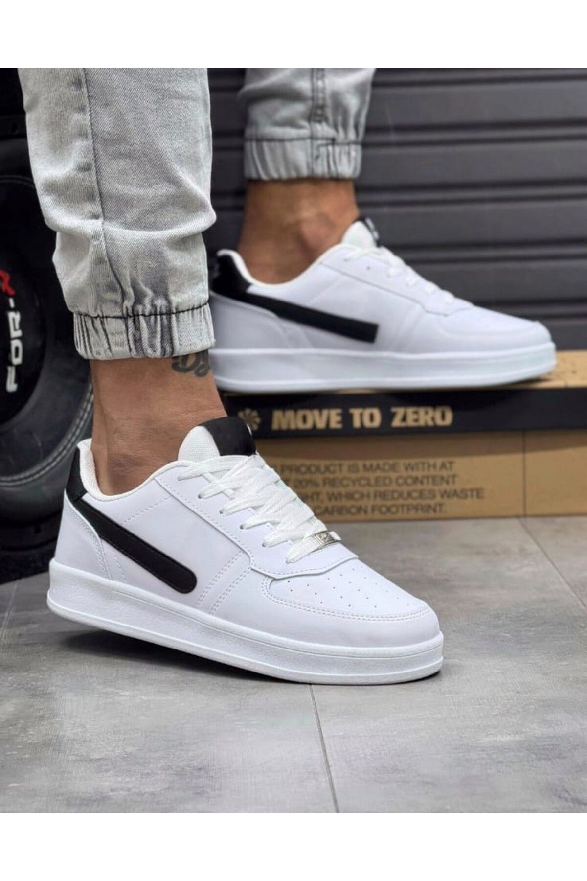 Noyfa düz taban beyaz siyah kadın erkek sneaker unisex sneaker kadın spor erkek spor