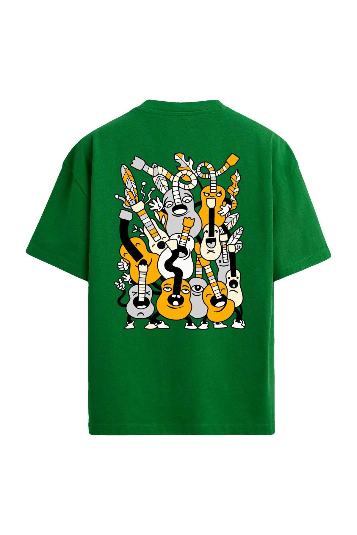 Colermi Gitar Temalı Sırt Baskılı Oversize T-Shirt