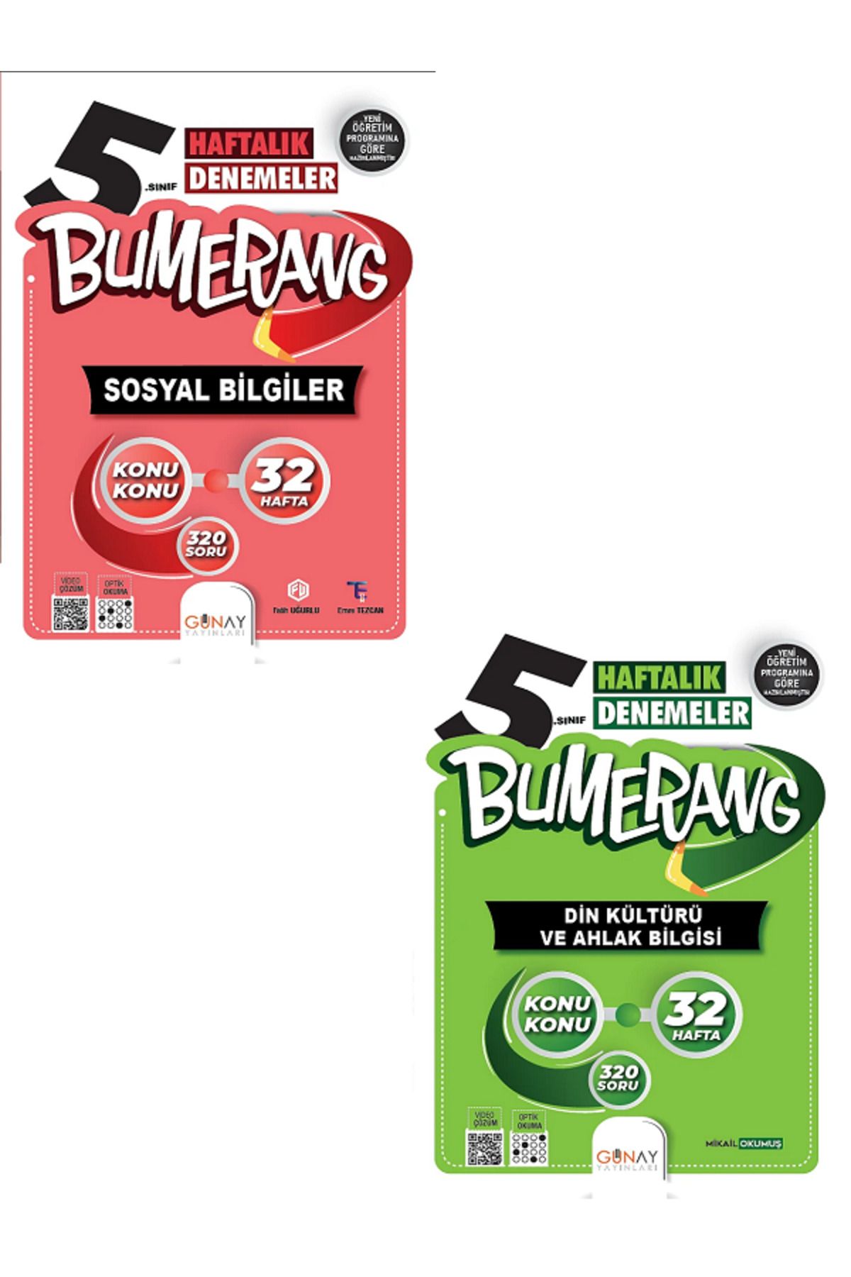 Evrensel İletişim Yayınları 5.Sınıf Günay Bumerang Sosyal Bilgiler + Din Kültürü 32 Haftalık Denemeler / Konu Konu / 2 KİTAP