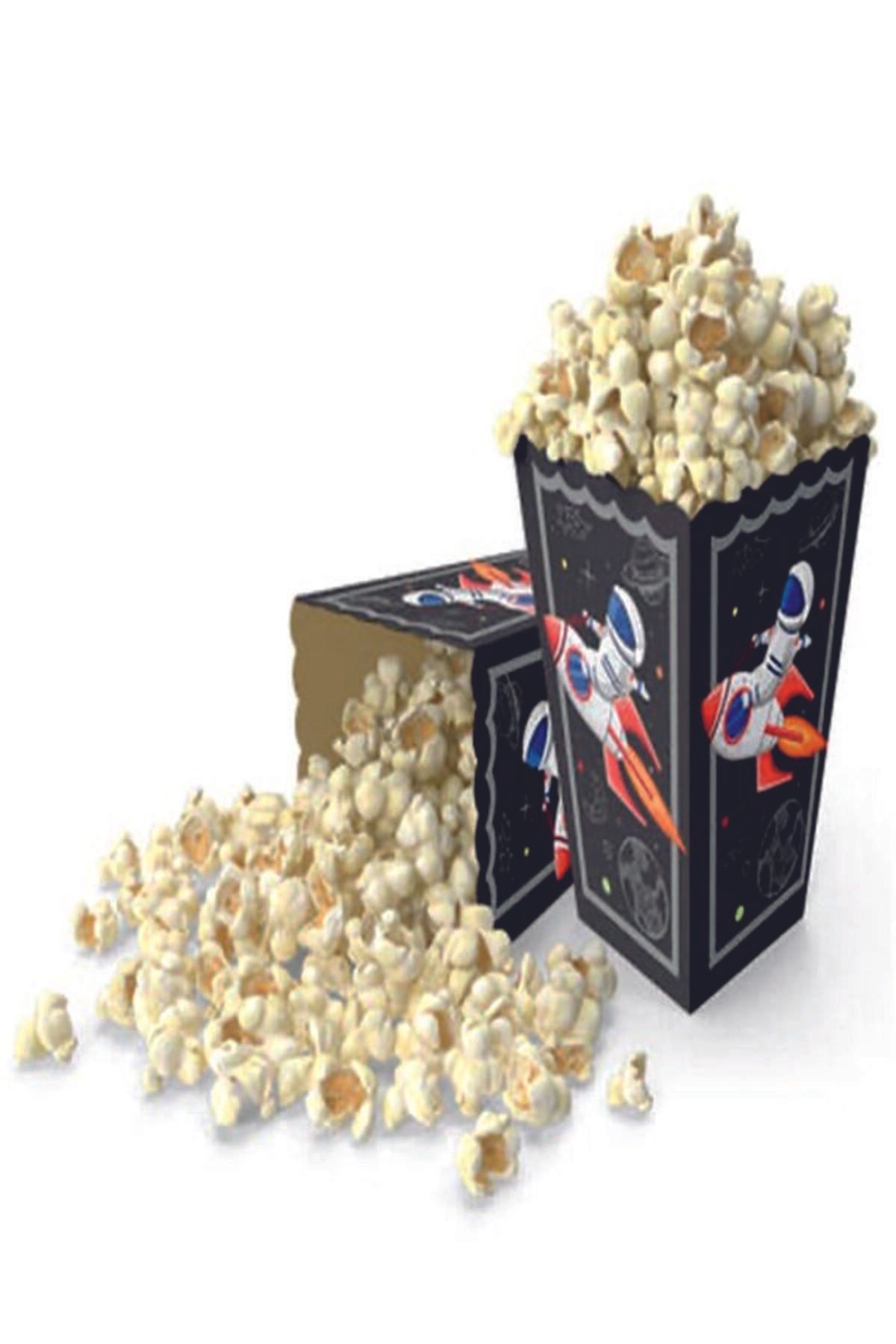 Masal Şekerleme Uzay Konseptli Mısır Popcorn Kutusu 8 Adet