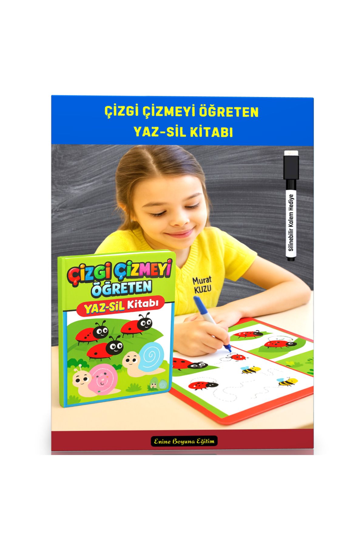 Enine Boyuna Eğitim Çizgi Çizmeyi Öğreten YAZ-SİL Kitabı