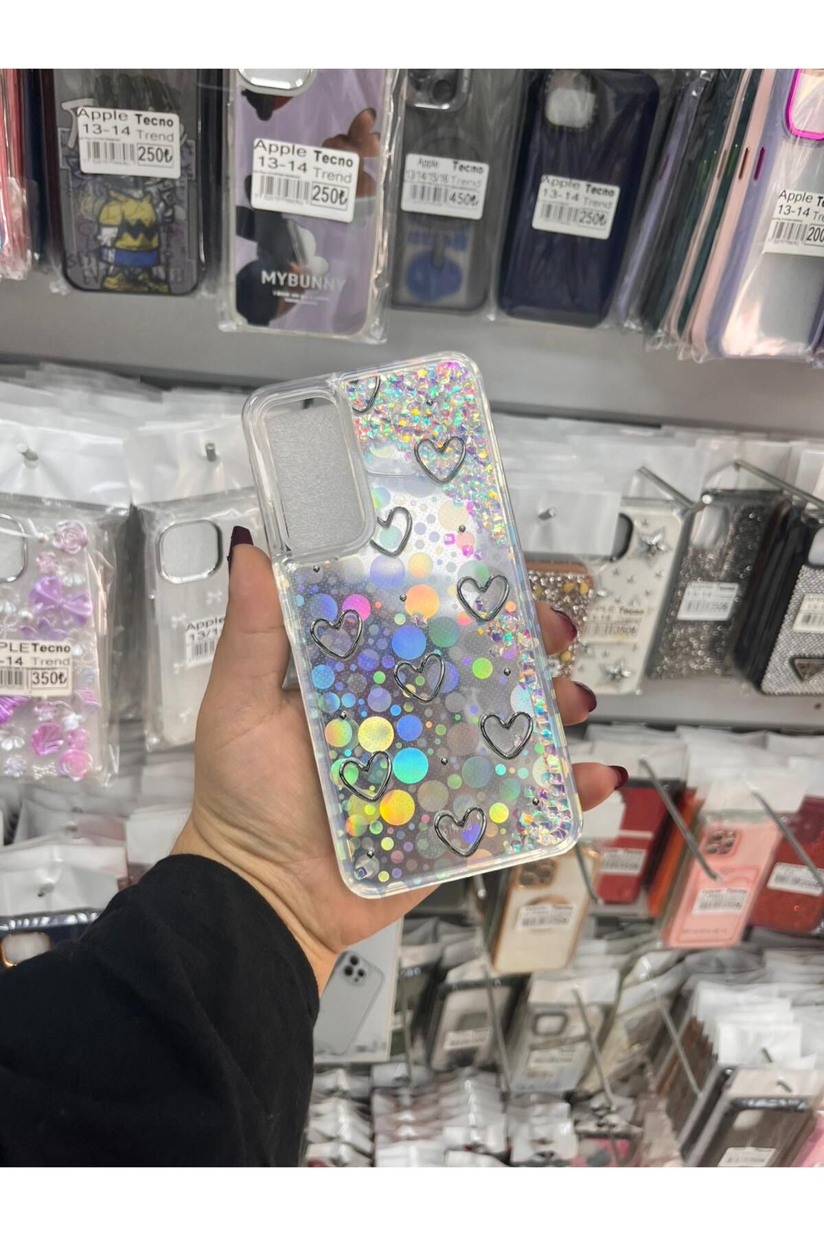 TECNOTREND Galaxy A16 sıvı parıltılı Hologramlı şeffaf silikon kılıf